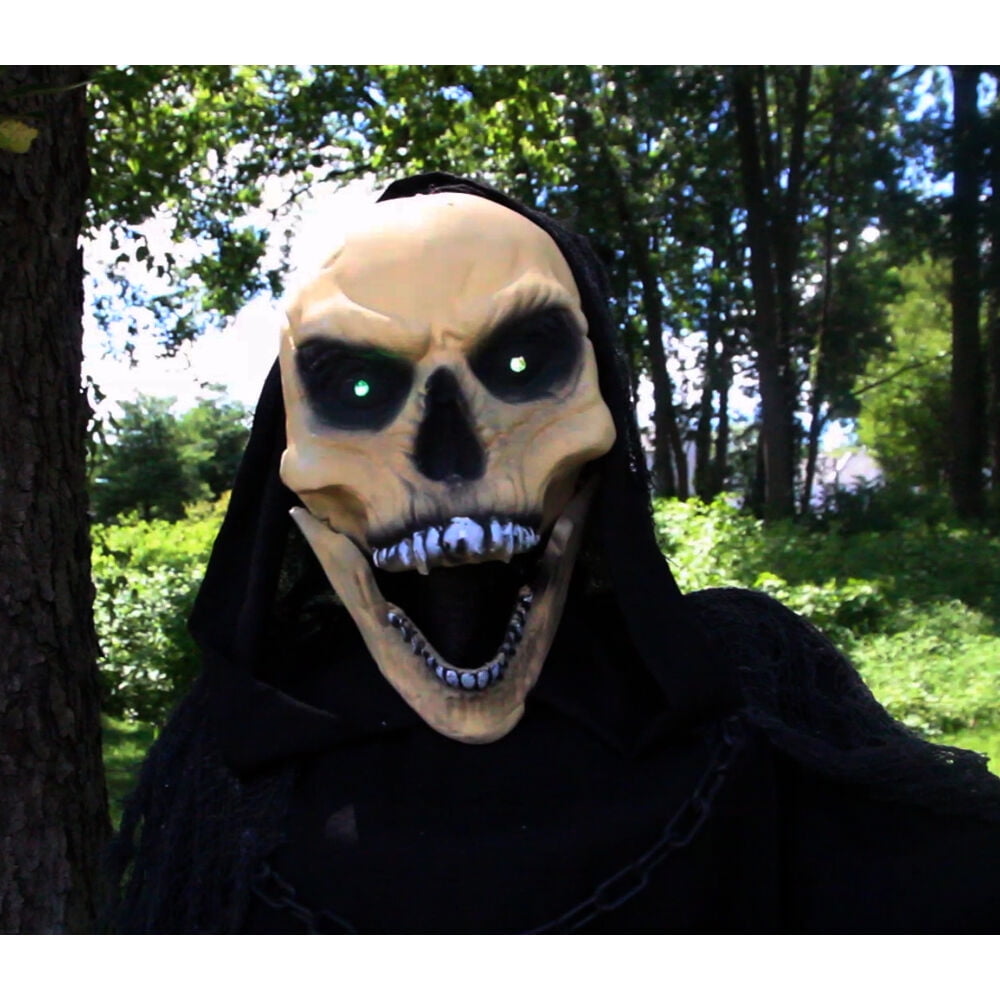 Haunted Hill Farm Life-Size 5.7 ft Animatronic Reaper, Indoor/Outdoor Halloween Decoration, Flashing Colorful Eyes, Poseable, Battery-Operated, HHRPR-6FLSA - Image 4