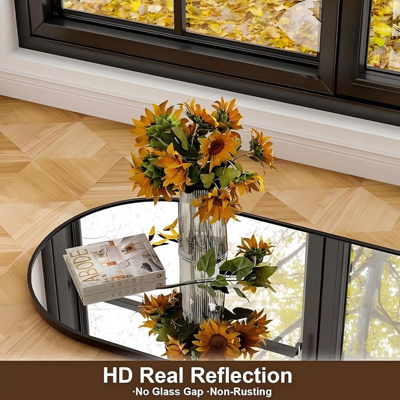 Anyrose 64"x 21.5" Arched Full Length Mirror Wall Mirror with Aluminum Alloy Frame,Black - Image 4