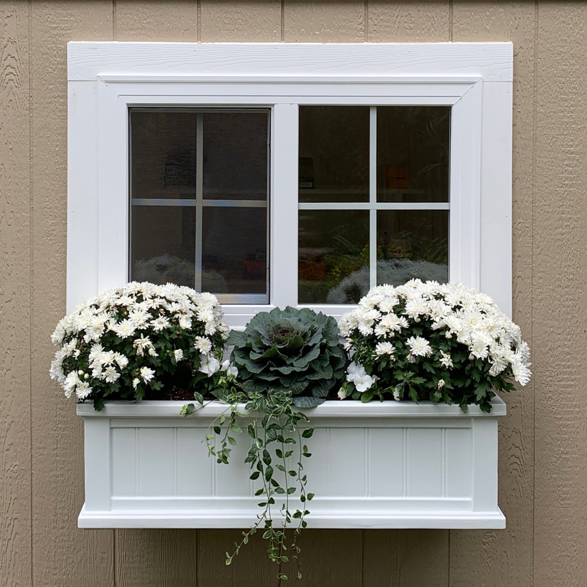 Cape Cod 36" x 11" x 11" Rectangle White Self-Watering Plastic Window Box Planter - Image 7