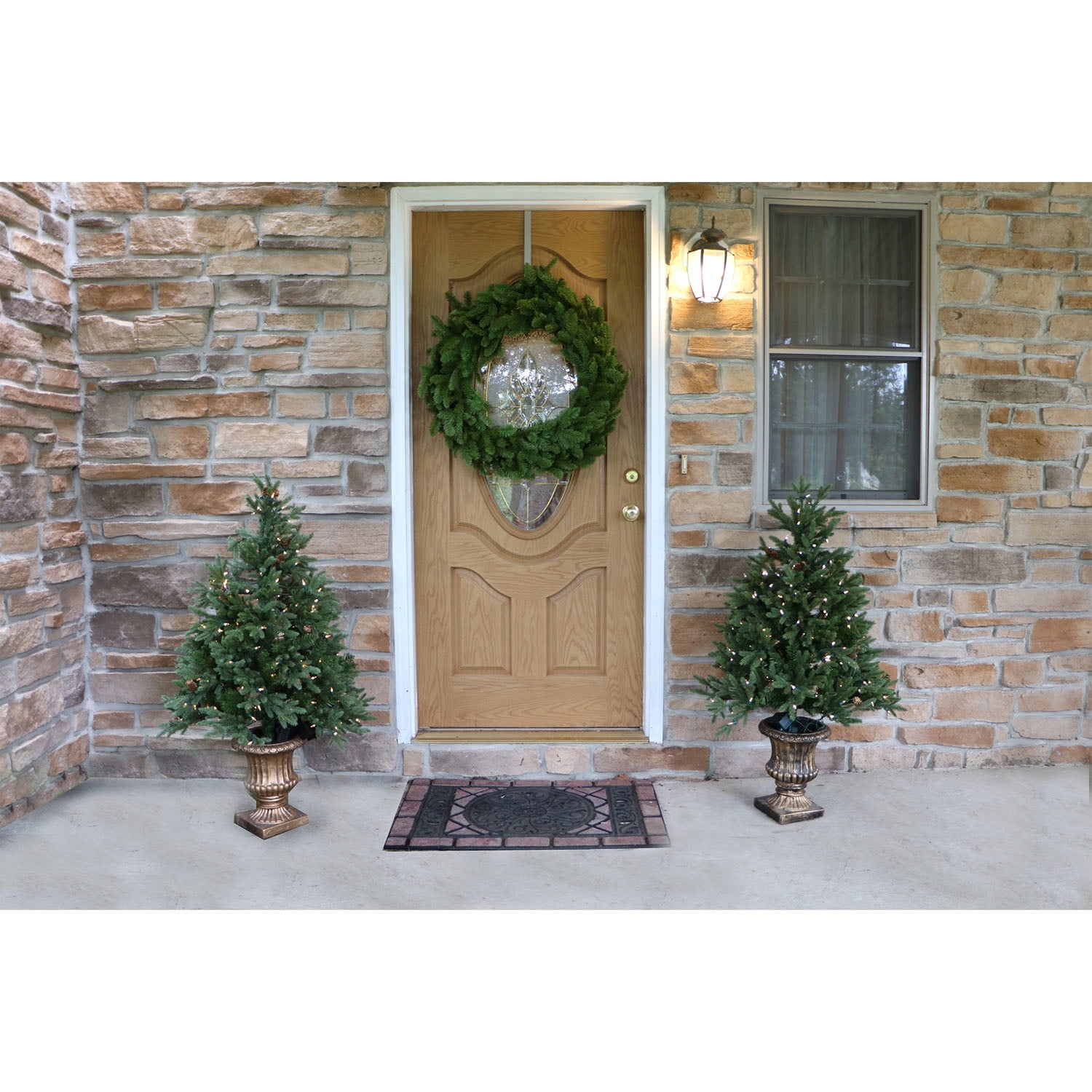 Fraser Hill Farm 4-ft. Noble Fir Artificial Tree with Metallic Urn Base and 200 Warm White LED Lights - Image 3
