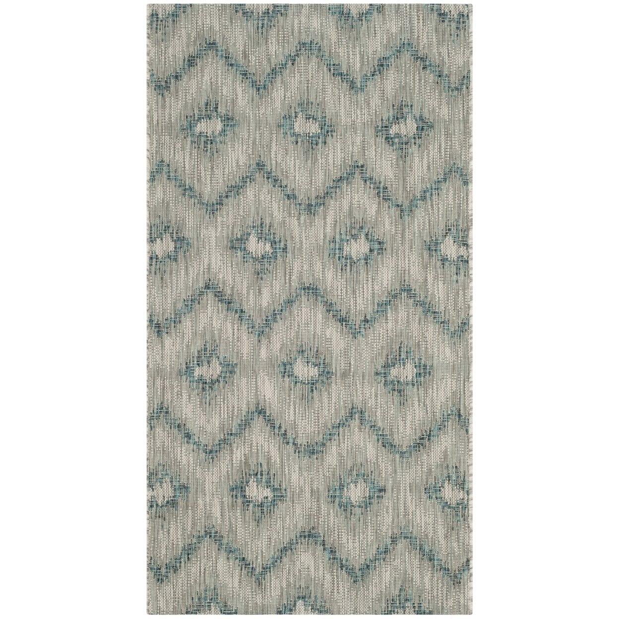 SAFAVIEH Courtyard Clark Chevron Indoor/Outdoor Area Rug, Grey/Blue, 6'7" x 9'6" - Image 10