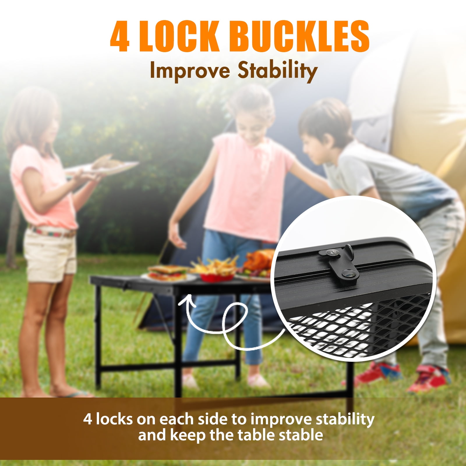 Folding Grill Table, Camping Table with Adjustable Height, Large Storage Bag and Carrying Bag, Portable Aluminum Table for Indoor & Outdoor Picnic BBQ Backyards Beach - Image 7