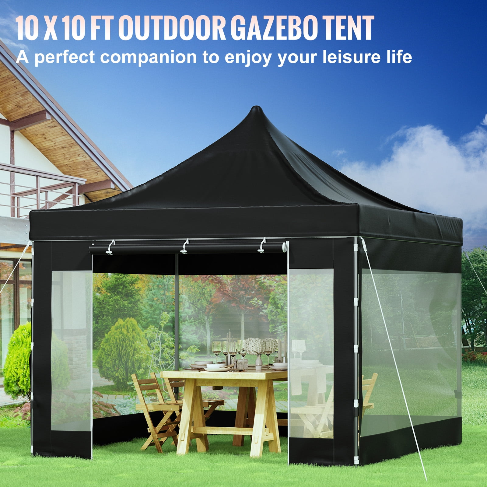 BENTISM 10' x 10' Instant Pop Up Gazebo Tent, Adjustable Height with UV Resistant - Image 5