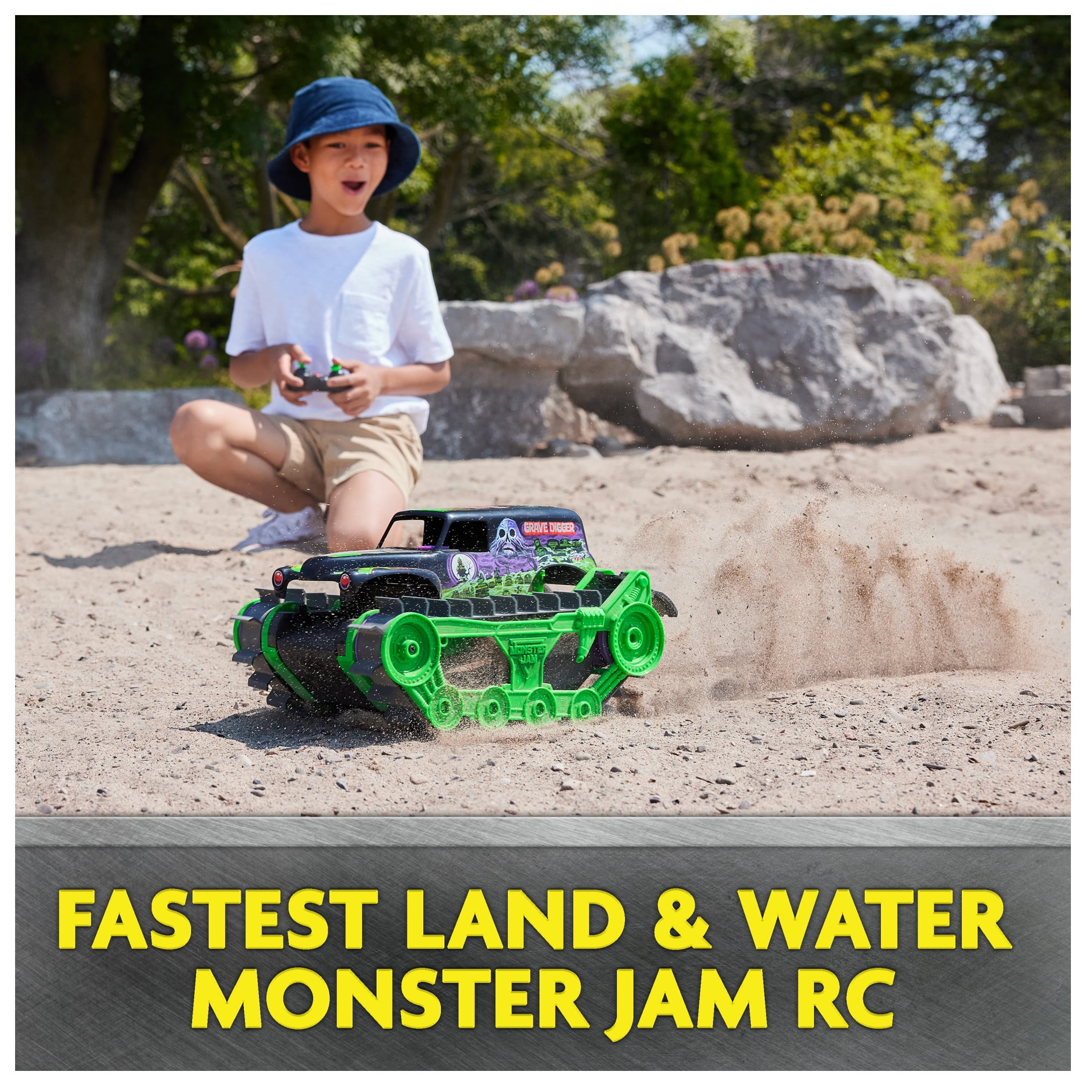 Monster Jam, Grave Digger Trax All-Terrain Remote Control Outdoor Vehicle, 1:15 Scale - Image 8