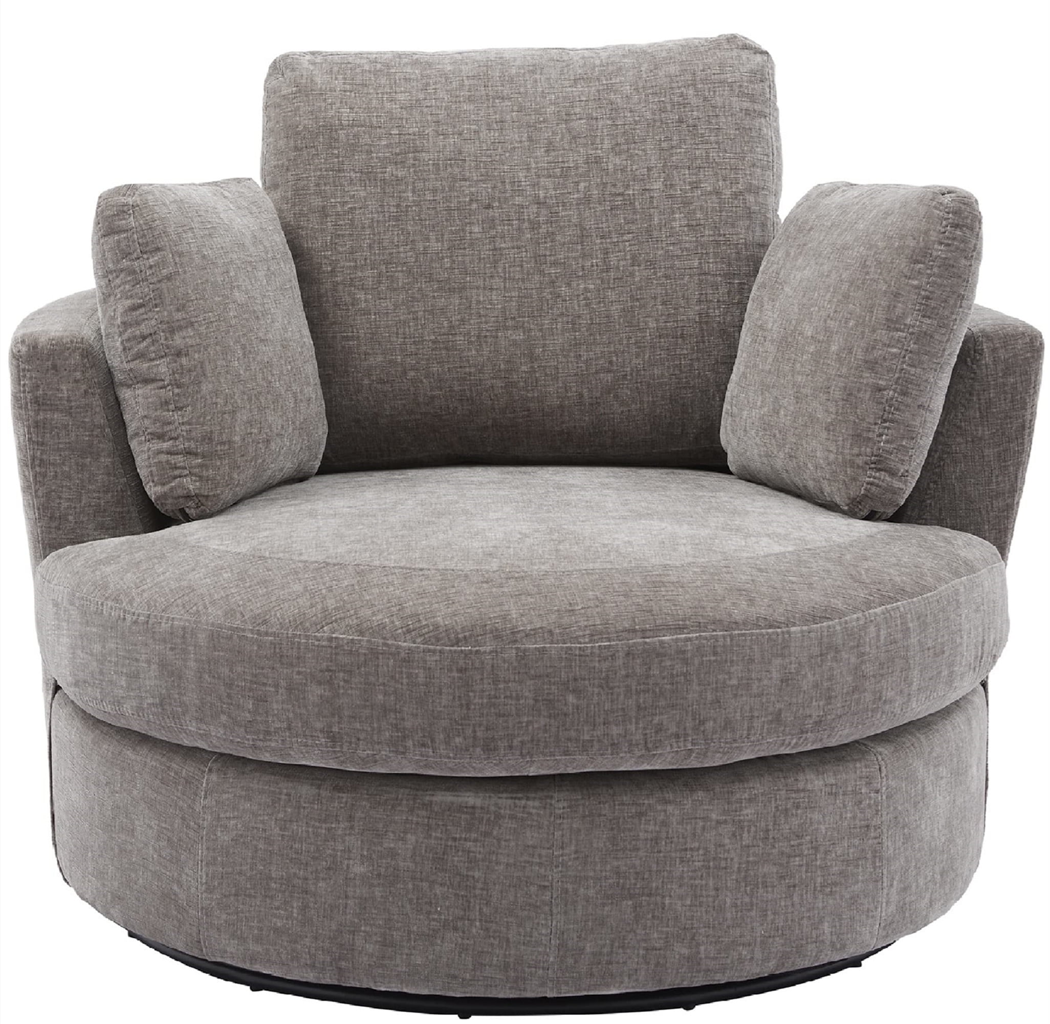 Aukfa 42" Oversized Swivel Accent Chair Barrel Chair w/ 3 Pillows for Living Room, Chenille, Gray - Image 17