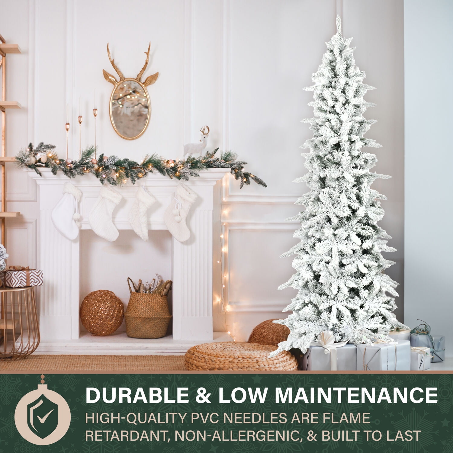 Fraser Hill Farm Unlit 7.5-ft Mountain Pine Artificial Slim Christmas Tree, FFMPS075-0SN - Image 4