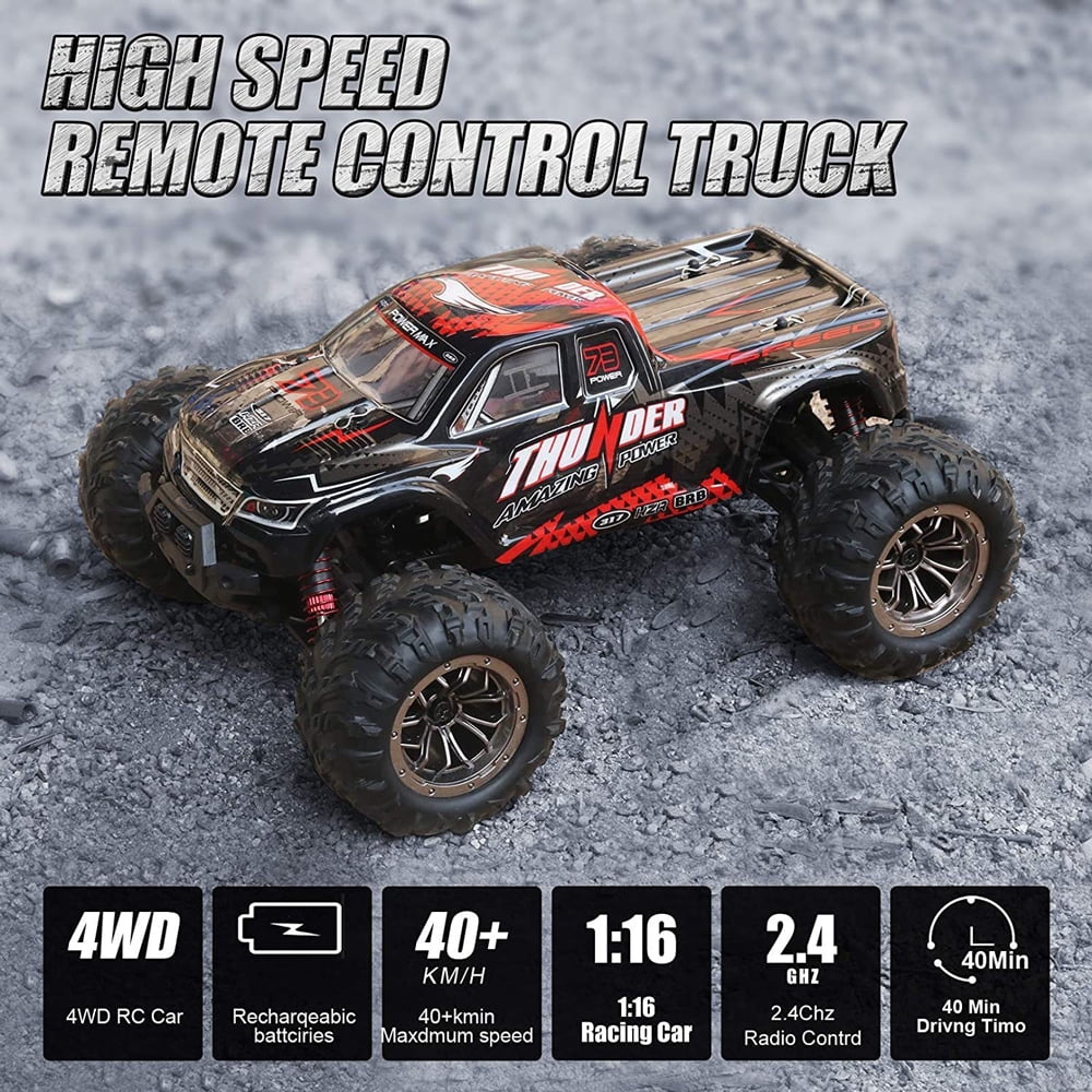 Beefunni RC Cars Remote Control Car for Boys, 2.4 GHZ High Speed Racing Car, 1:16 RC Trucks 4x4 Offroad with Headlights Gift for Kids Adults - Image 3