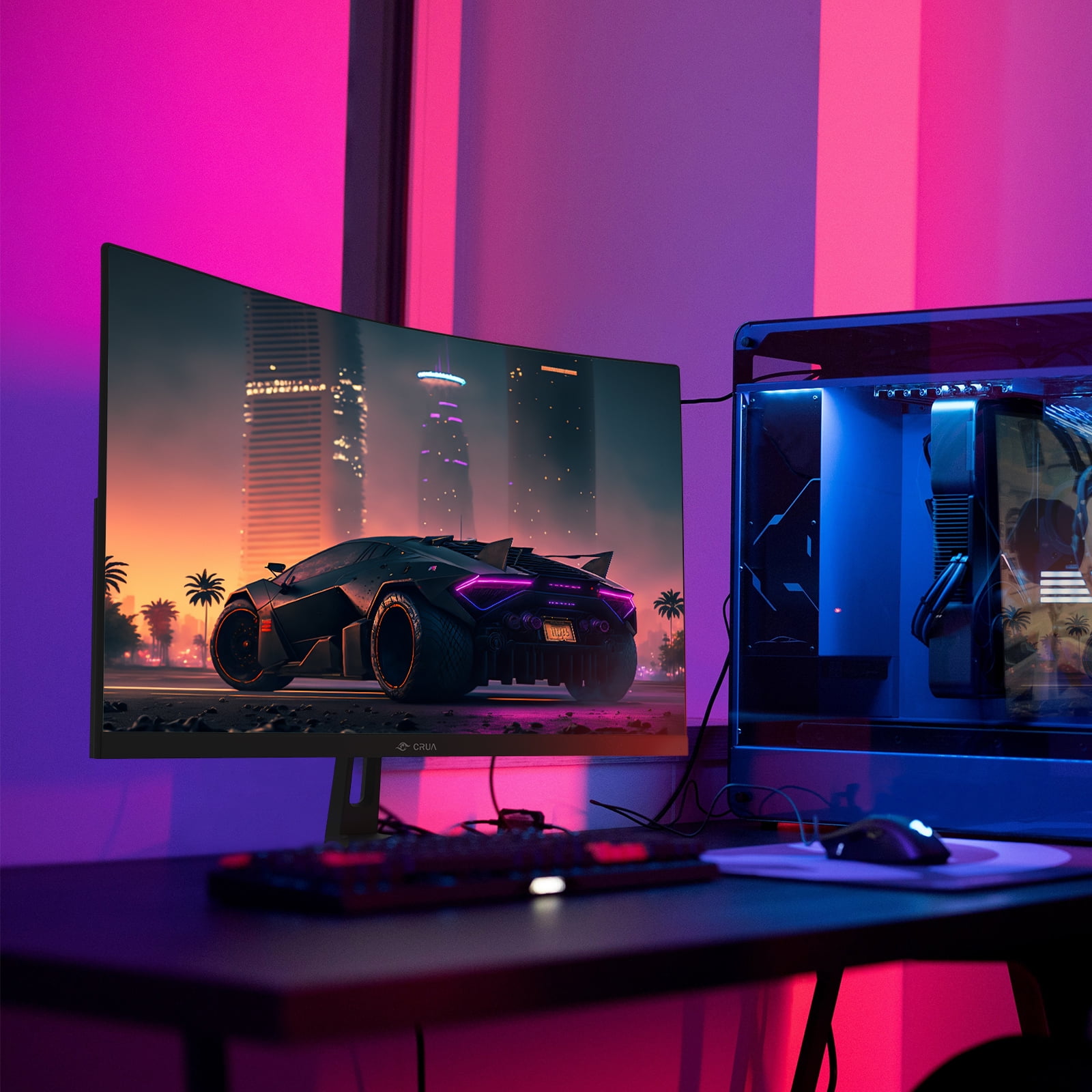 CRUA 27" 165Hz/180Hz Curved Gaming Monitor - FHD 1080P,FreeSync,1800R Frameless Computer Monitor, 1ms GTG, DP&HDMI Port, Black - Image 9