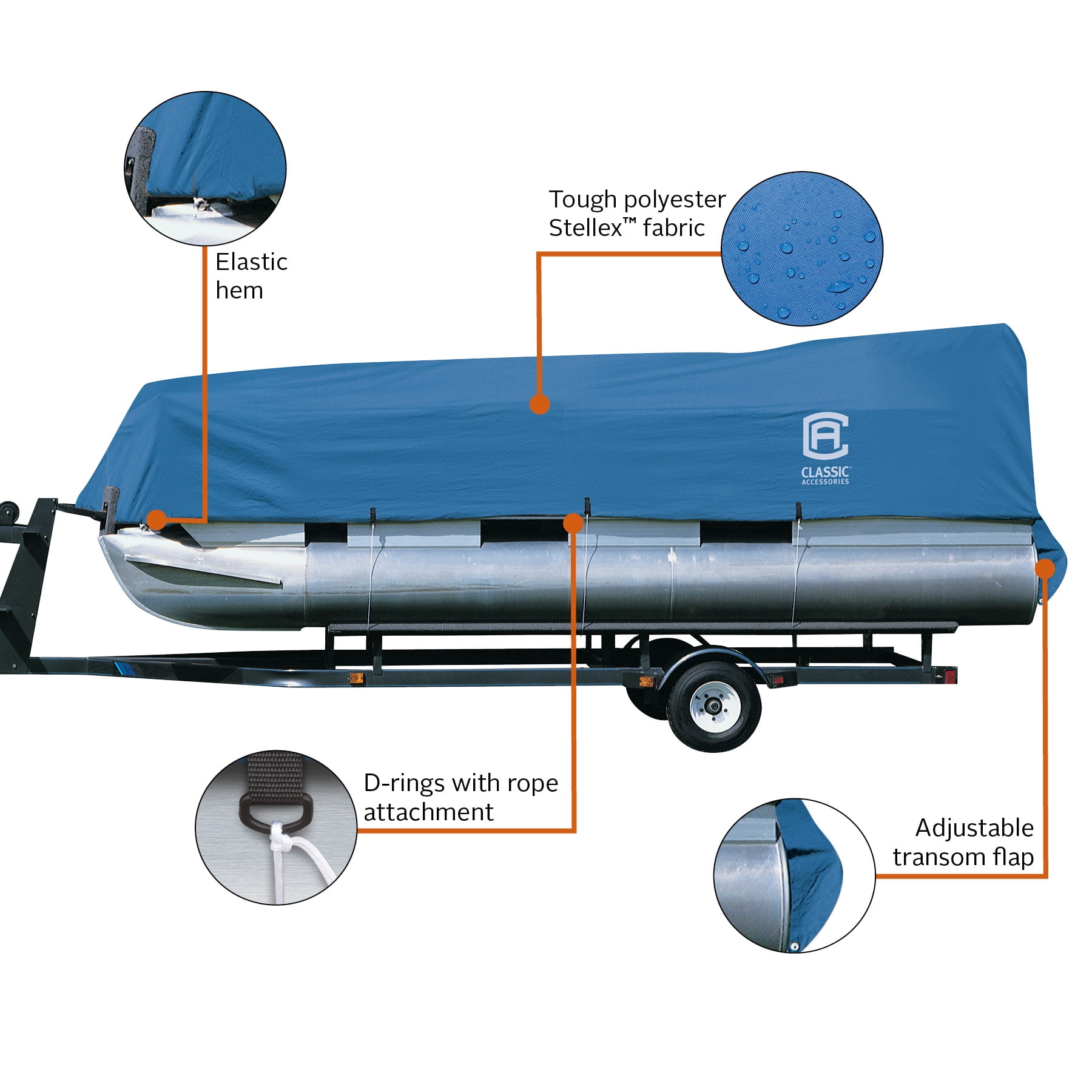 Classic Accessories Stellex™ Pontoon Boat Cover, Fits Pontoon Boats 17' - 20' L x 102" W, Trailerable Boat Cover with Polyester Fade-Resistant Fabric, Model A - Image 3