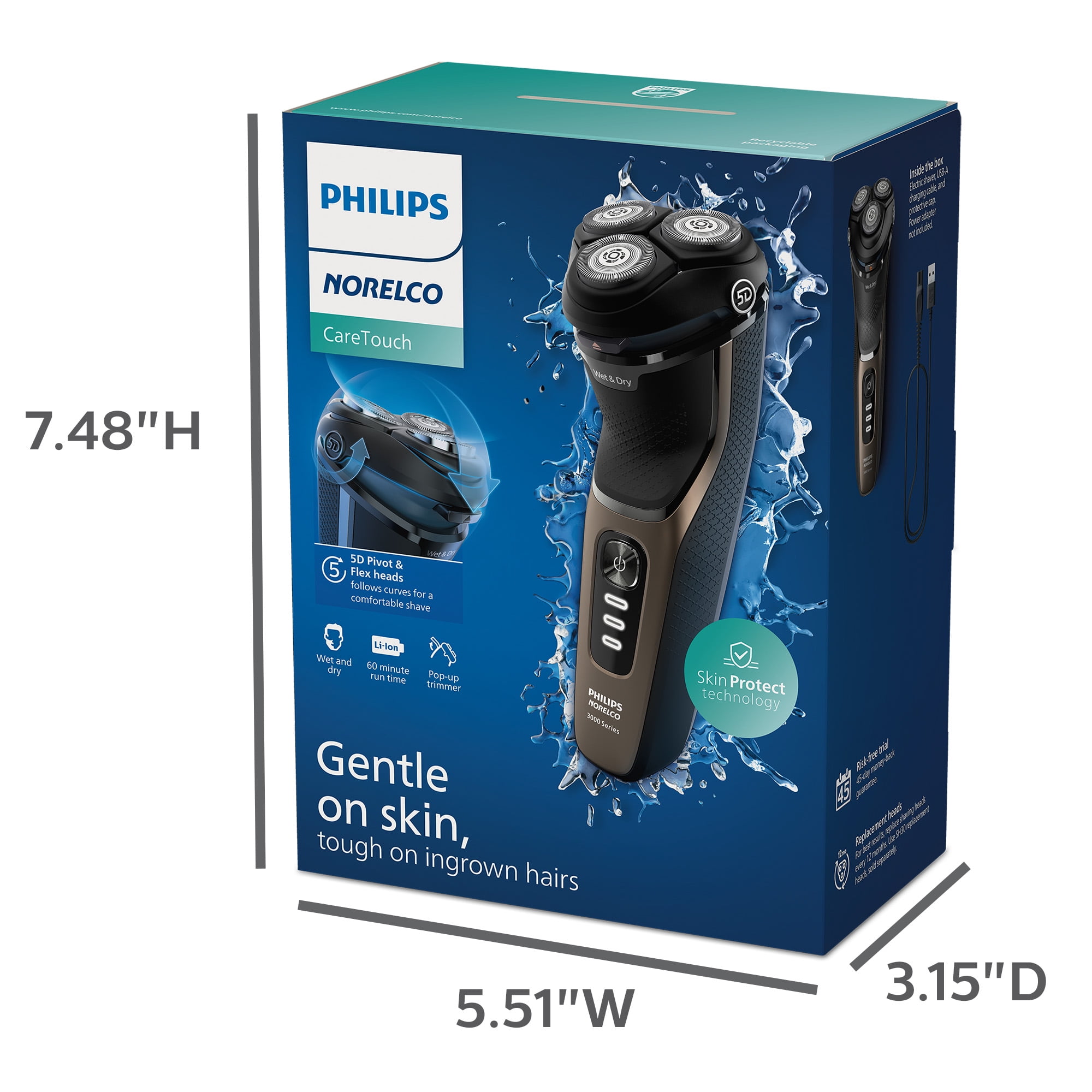 Philips Norelco Caretouch, Rechargeable Wet & Dry Shaver with Pop-Up Trimmer - Image 7