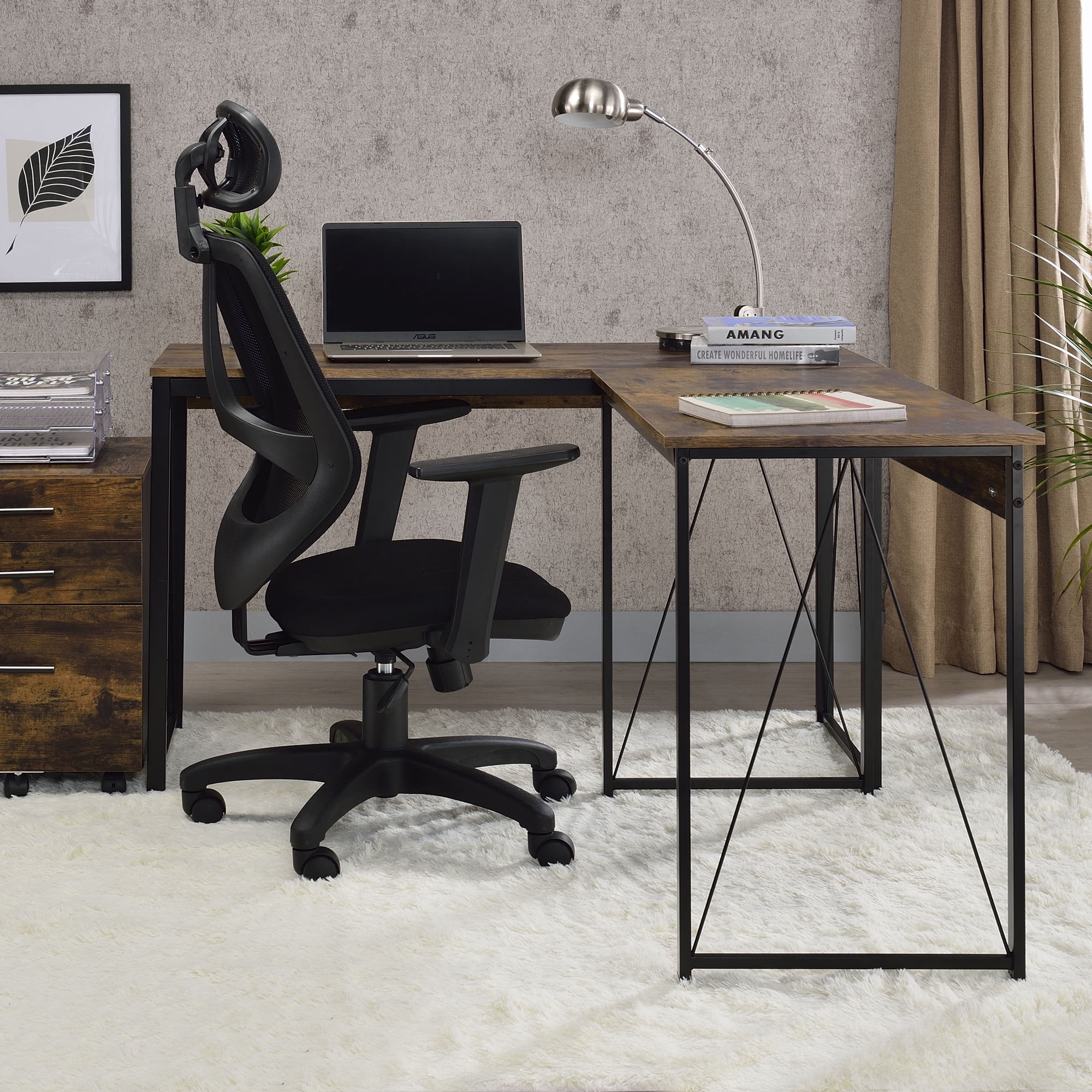 ACME Zaidin Writing Desk in Weathered Oak and Black - Image 9
