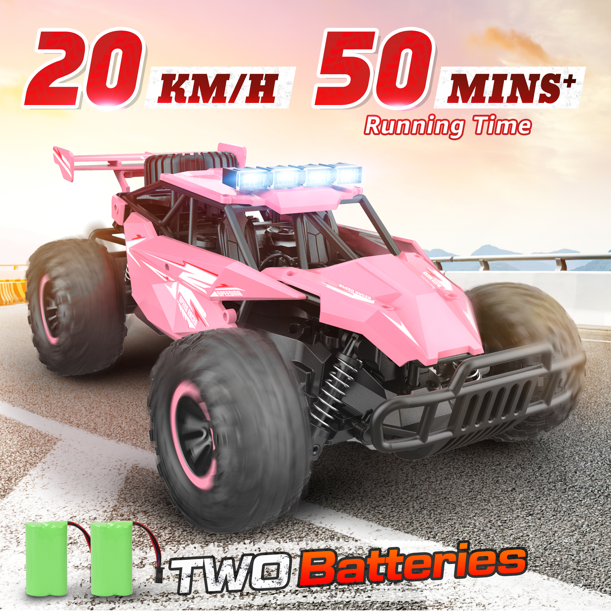 RC Cars for Girls,Pink Remote Control Cars,1:16 Scale Monster Trucks with Flashing Chassis Lights,Gift for Kids - Image 7