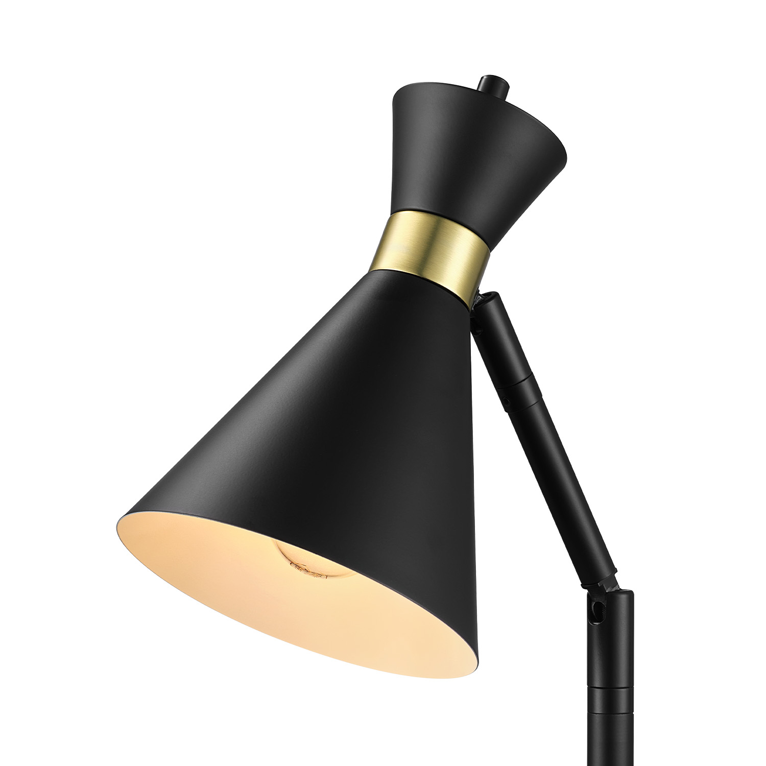 16" Matte Black Desk Lamp with Matte Brass Accents and Metal Shade - Image 5
