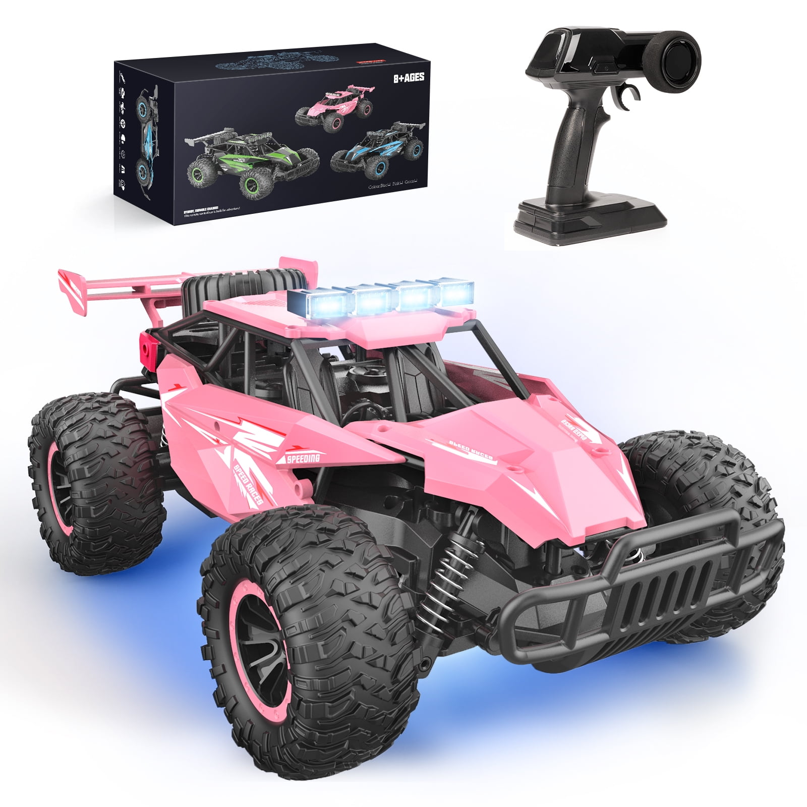 RC Cars for Girls,Pink Remote Control Cars,1:16 Scale Monster Trucks with Flashing Chassis Lights,Gift for Kids - Image 4