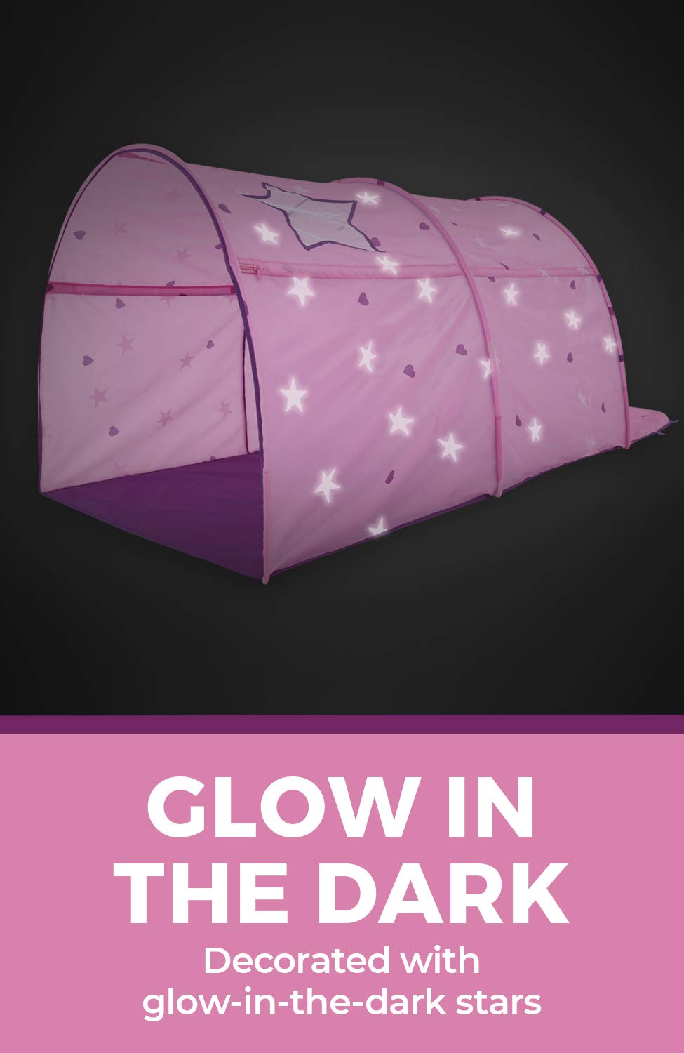 Bed Tent Canopy Kids Play Playhouse Privacy Twin Starlight Pink Pop Up by Alvantor - Image 4