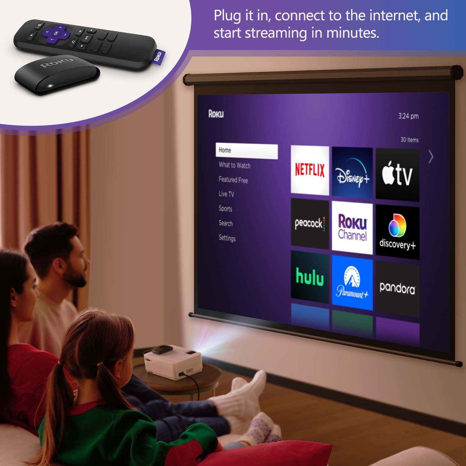 VANKYO Leisure 470 HD Mini Projector with Roku Express Streaming Player, 50000 Hrs LED Life, 240'' Display Screen for Home Theater & Outdoor Movies - Image 9
