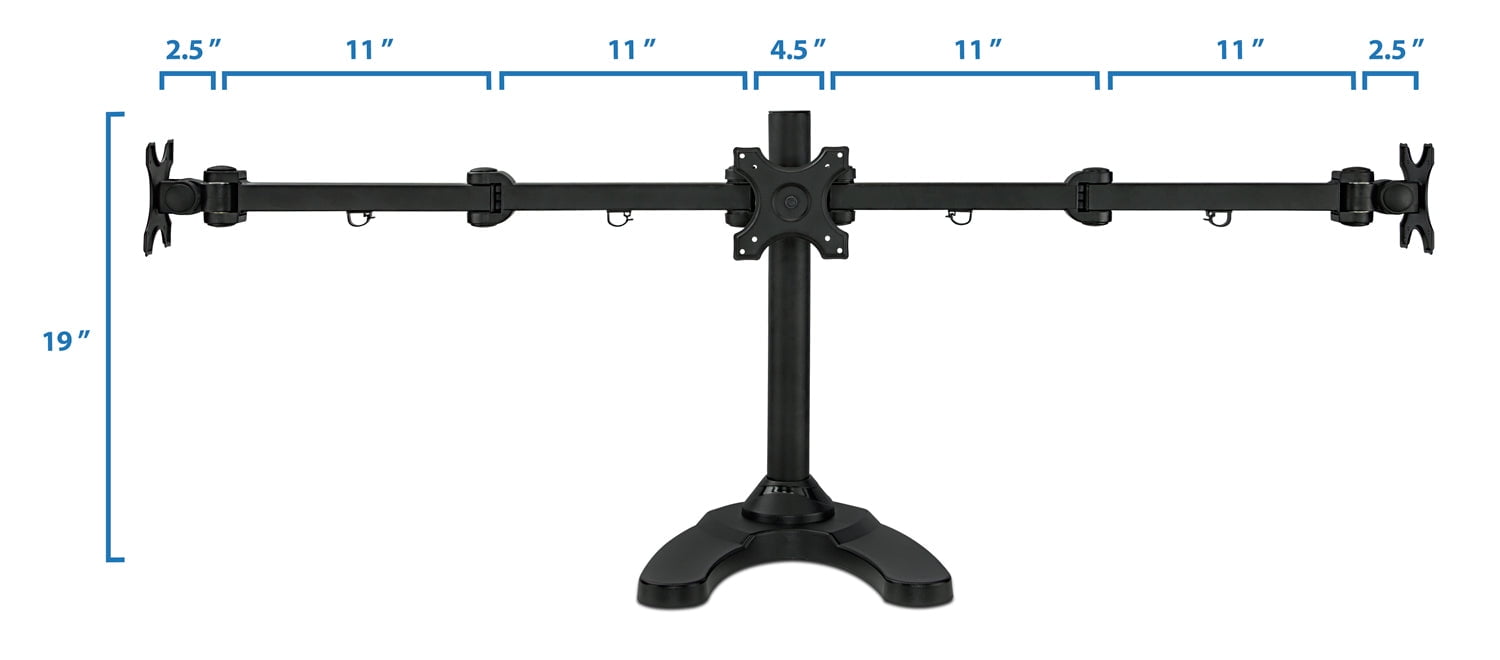 Mount-It! Triple Monitor Stand | Fits 16"-24" Computer Screens | 3 Monitor Stand Mount - Image 3