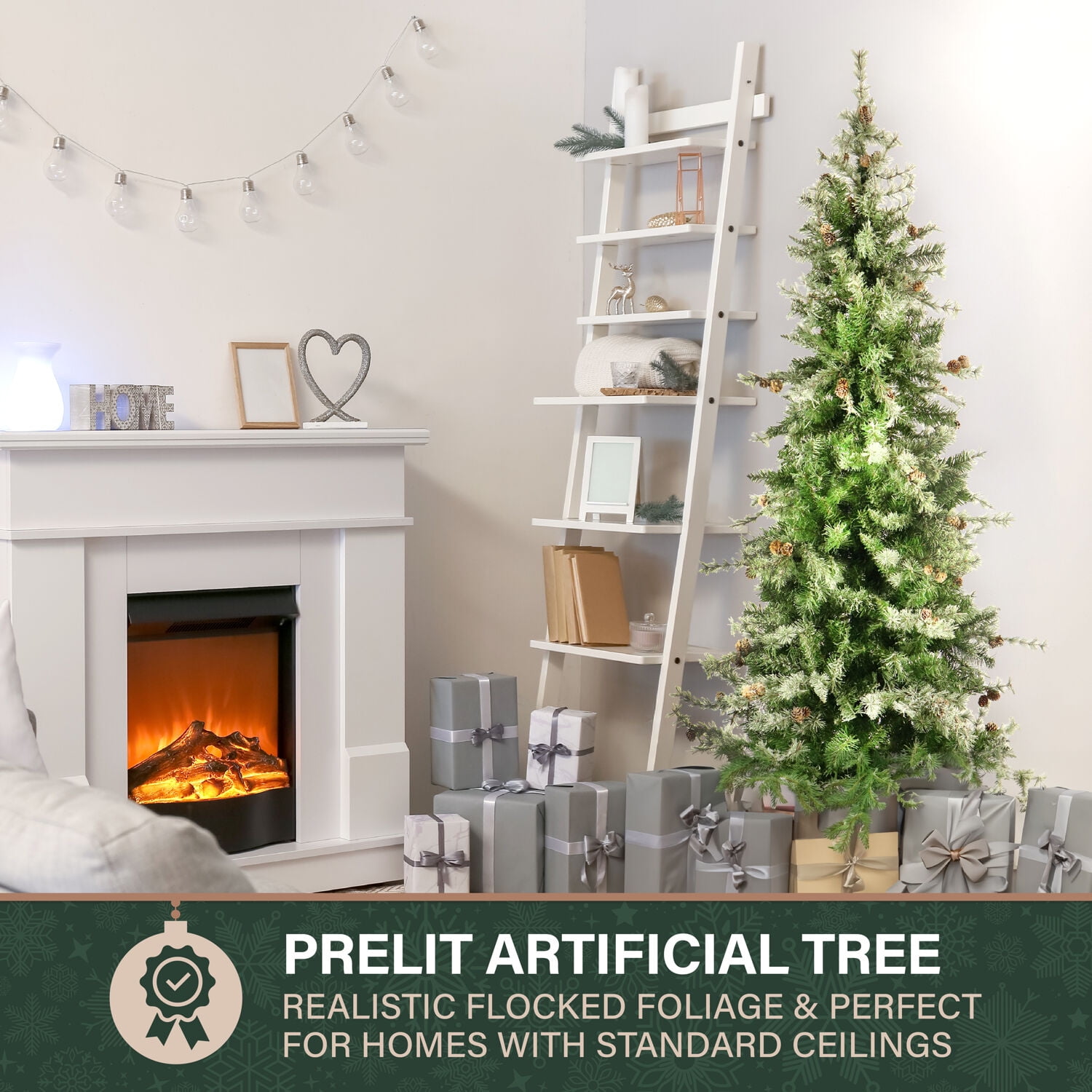 Fraser Hill Farm 7.5-Ft. Flocked Buffalo Fir Christmas Tree, FFBF075-0SN - Image 4