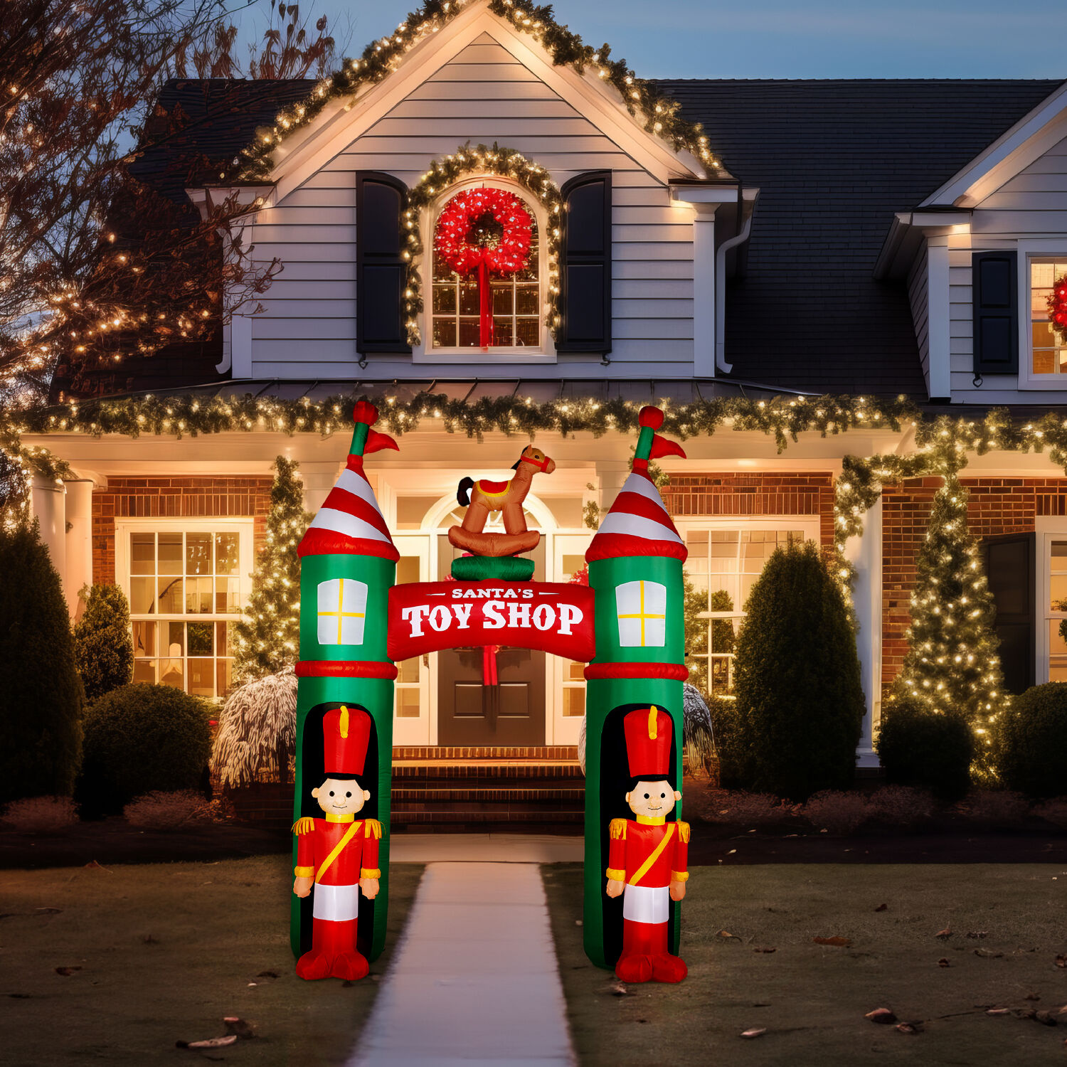 Fraser Hill Farm 10 ft Prelit Santa's Toy Shop Archway Inflatable, FHFARCHWY081-L - Image 8