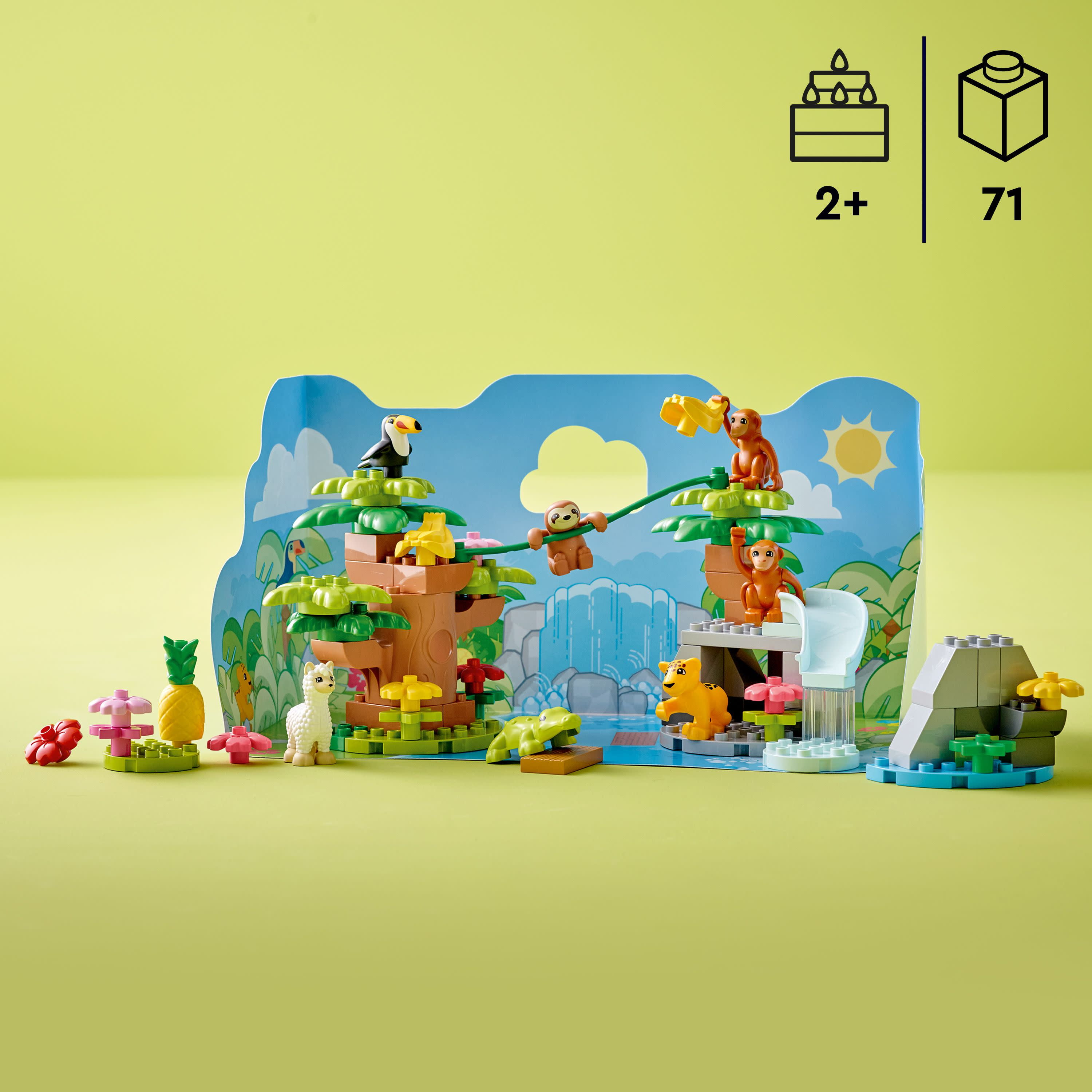 LEGO DUPLO Wild Animals of South America 10973 Educational Set - Featuring 7 Toy Animal Figures and Jungle Playmat, Early Learning and Motor Skill Toys for Toddlers, Girls, Boys, and Kids Ages 2+ - Image 6