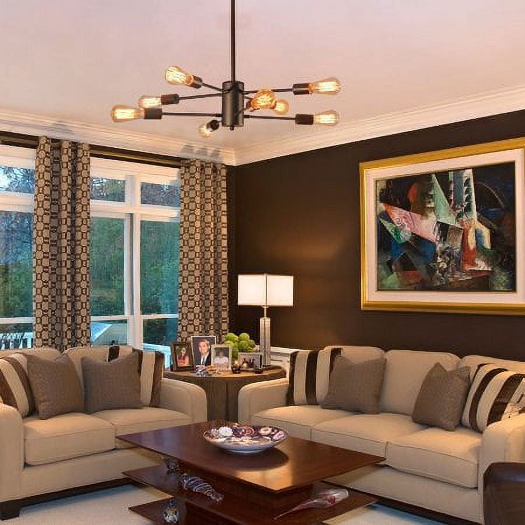 YANSUN 8 Lights Sputnik Chandeliers Black Mid Century Modern Pendant Light Industrial Vintage Ceiling Lights for Living Room Dining Room Bedroom Foyer - Image 5