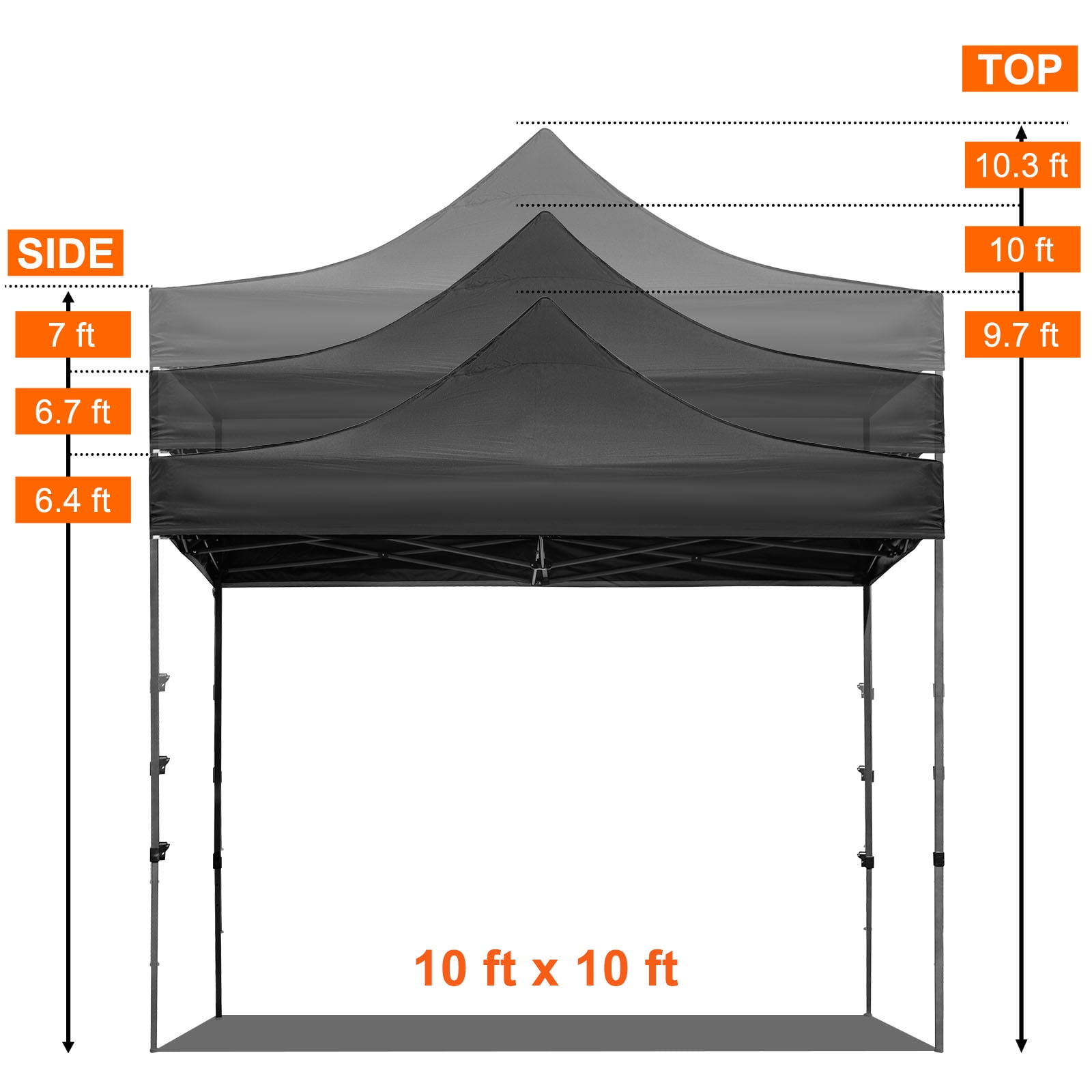 BENTISM 10' x 10' Instant Pop Up Gazebo Tent, Adjustable Height with UV Resistant - Image 9