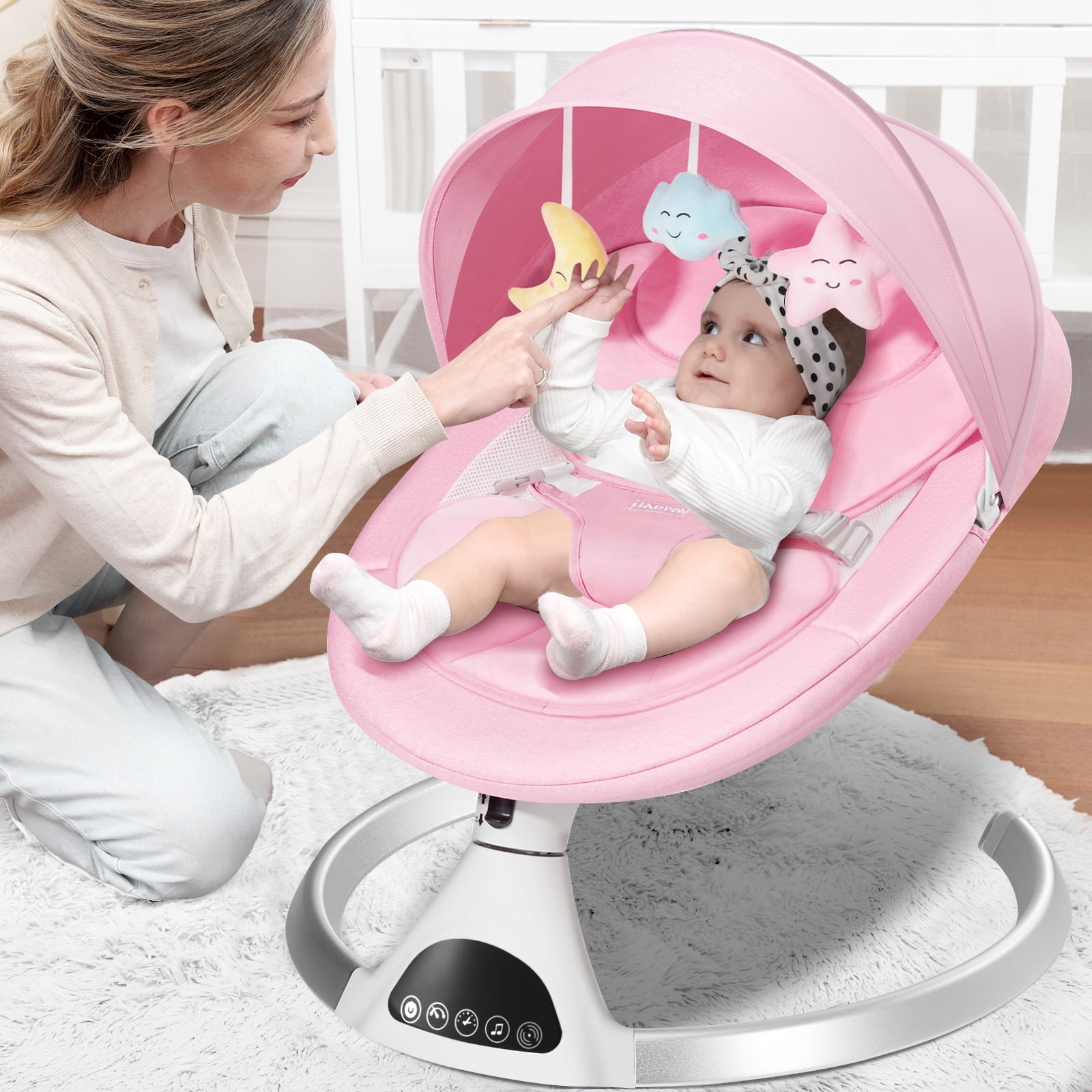 HARPPA Electric Baby Swing for Infants with Remote Control, 5 Sway Speed, Pink - Image 6