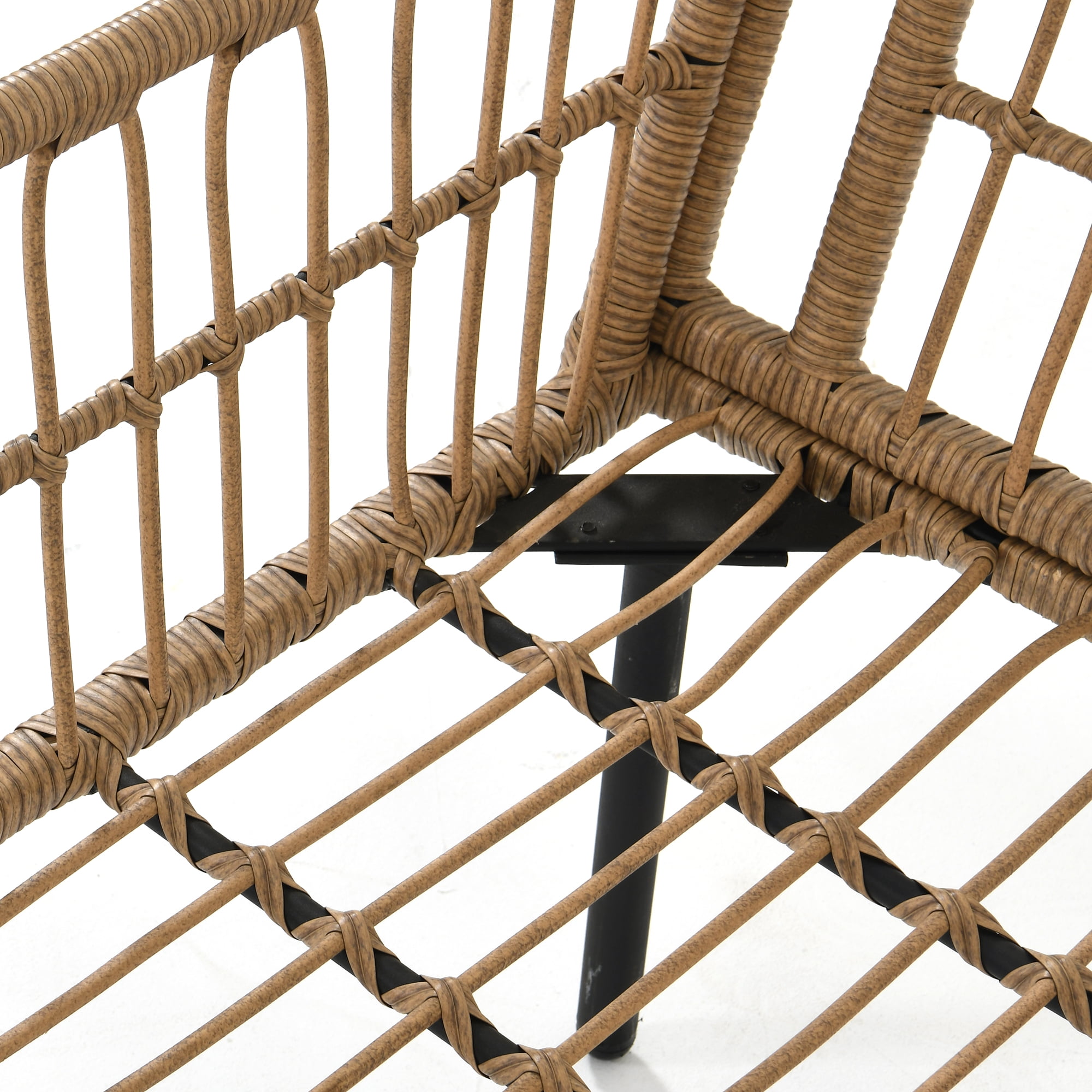 Dextrus 4 Pcs Patio Sofa set, Outdoor Boho Sectional Furniture L-Shaped Conversation Sofa set 5 Seats with Cushions and PE Rattan Side Coffee Table - Beige - Image 3