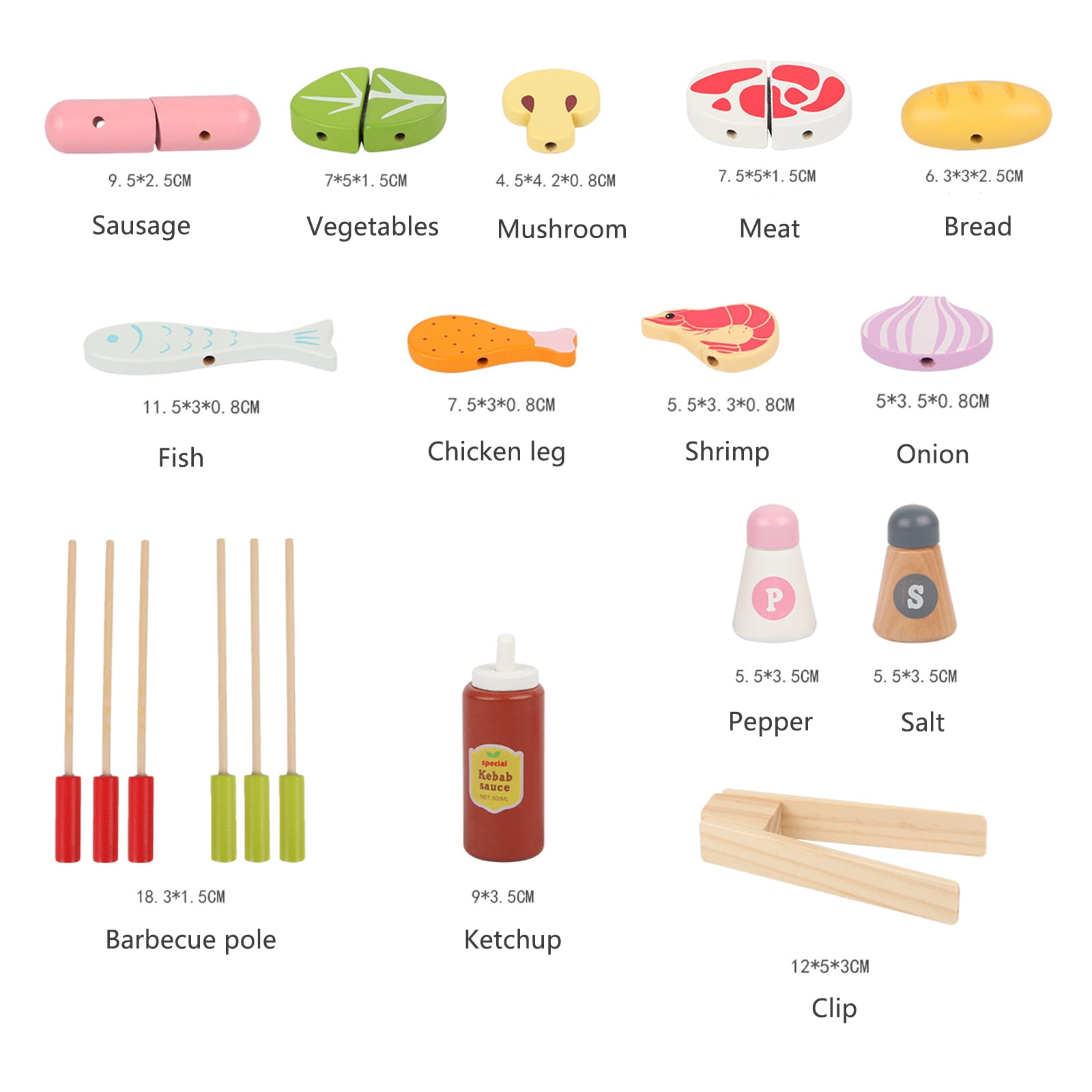 Woodenfun Wooden Pretend Barbecue Grill Play Set, Play Kitchen Set Cooking Gift for 3 4 5 Year Old Kids - Image 3