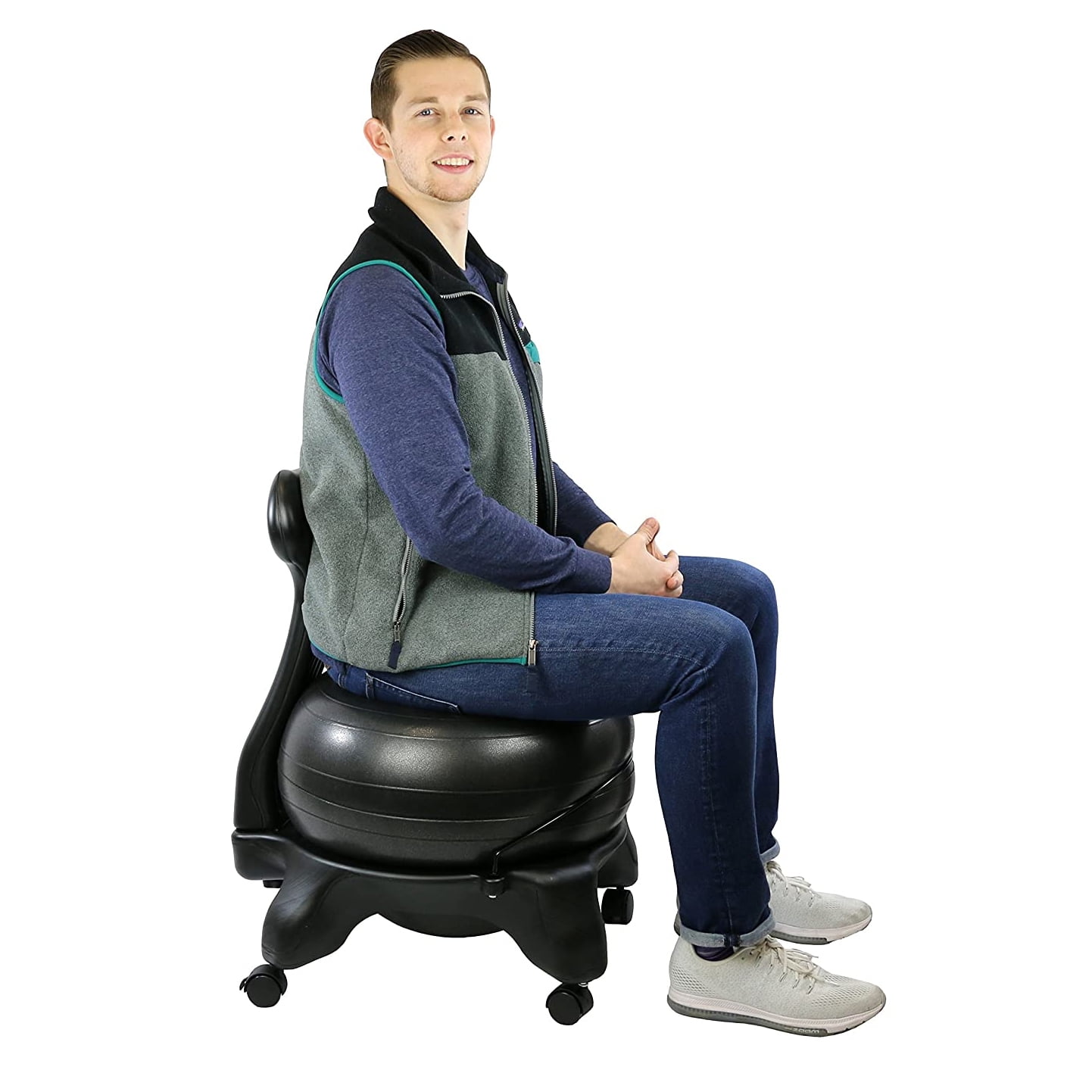 Cando Ball Chair Inflatable Ergonomic Active Seating Exercise Ball Chair with Air Pump for Home, Office, and Classroom - Image 8