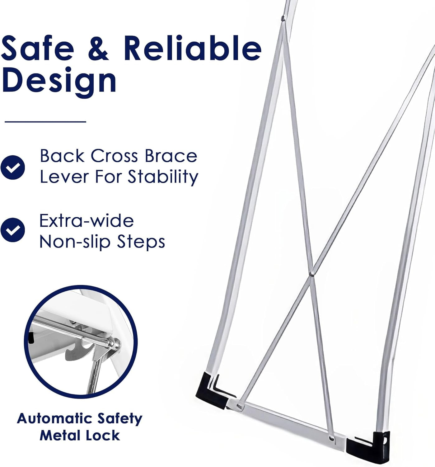 4 Step Ladder, Upgo Folding Step Stool with Extra Wide Anti-Slip Pedal, 330lbs Lightweight Portable Sturdy Steel Ladders with Handgrip for Household Kitchen Office Outdoor - Image 6