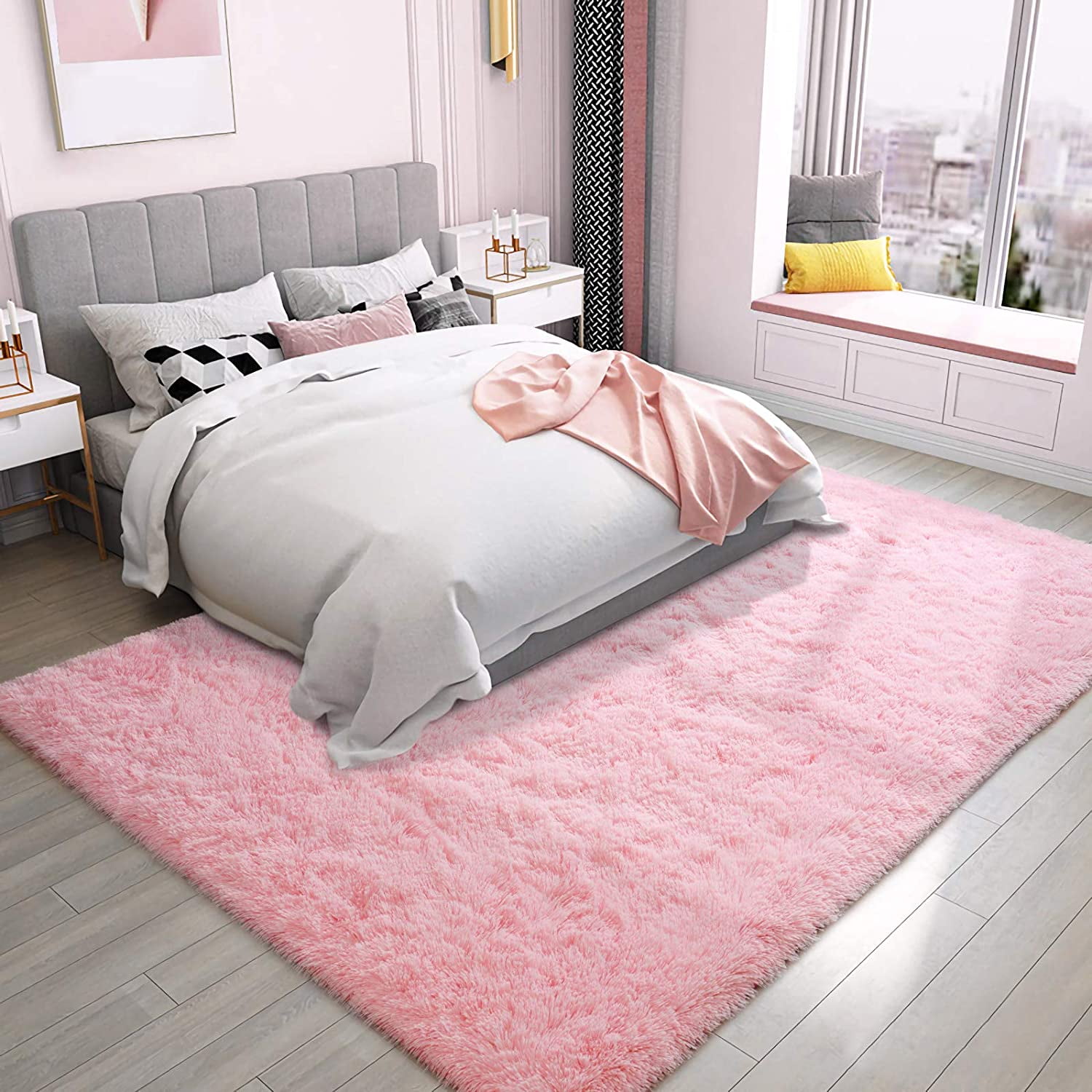 Noahas Soft Fluffy Area Rug for Living Room Bedroom Shaggy Accent Carpets for Kids Girls Rooms Pink, 5 x 8 Feet - Image 5