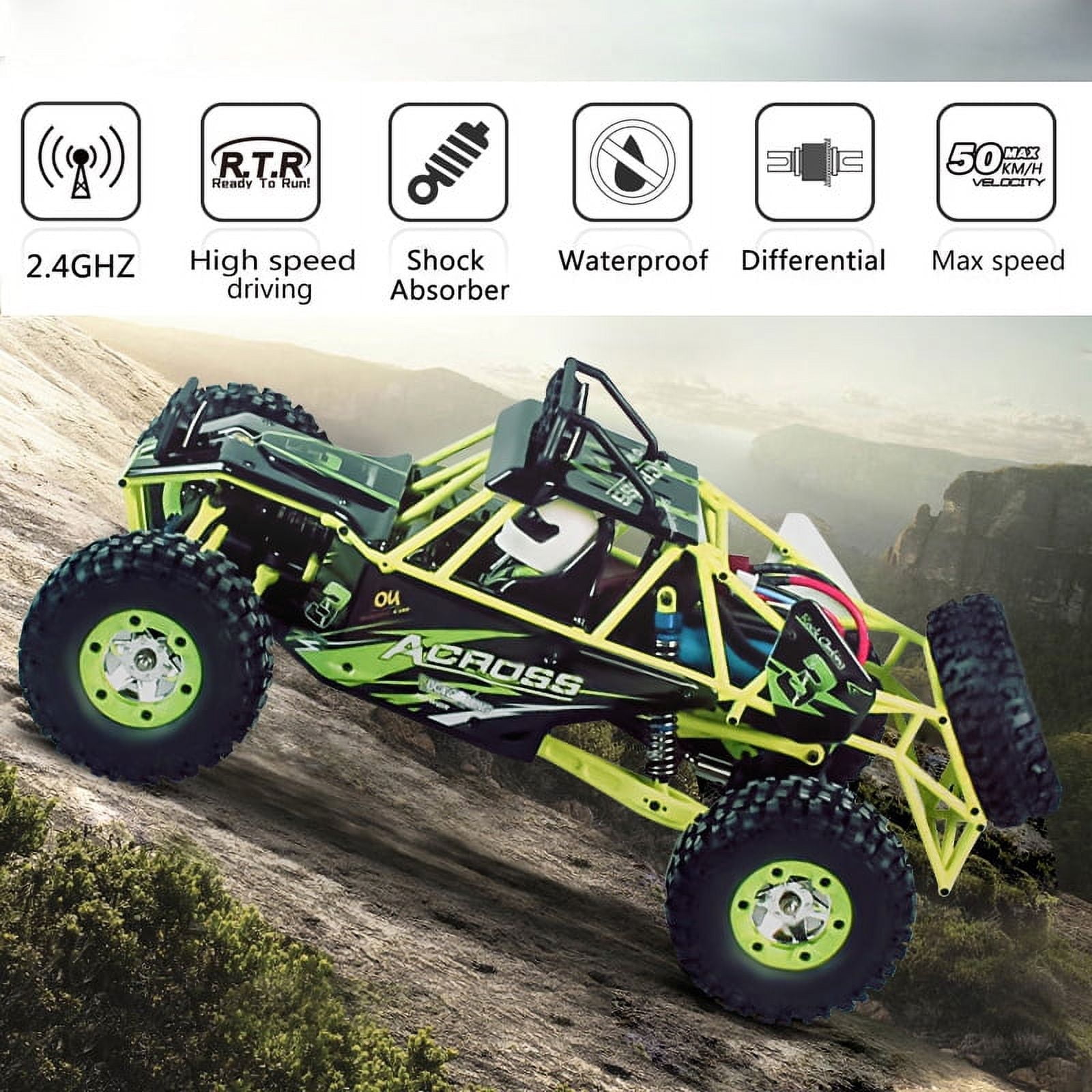 RC Cars RC Crawlers 1/12 Scale 2.4G 4WD High Speed Electric All Terrain Off-Road Rock Climbing wltoys Remote Control Car Buggy RTR for Kids and Adults - Image 14