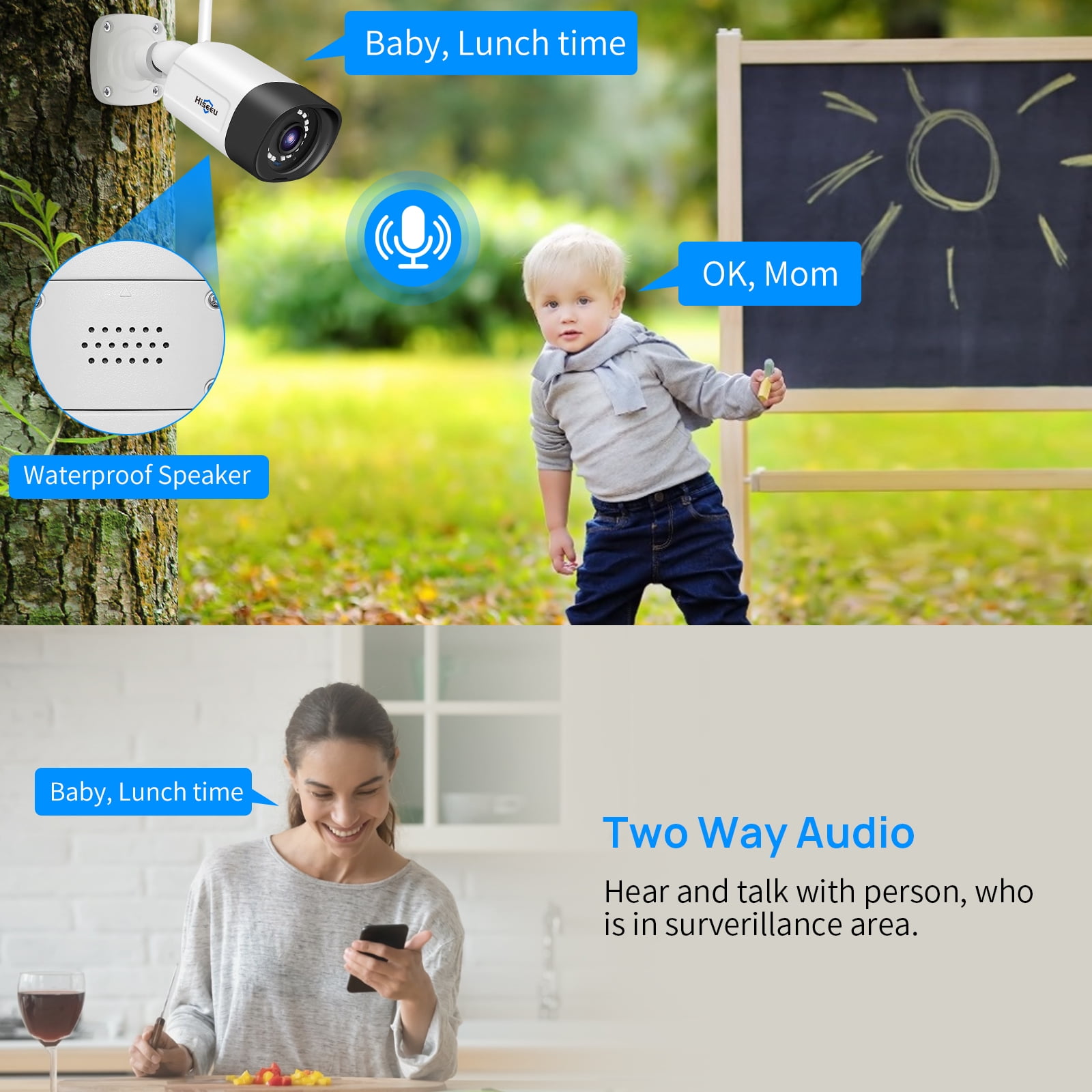 Hiseeu 3MP Wireless WiFi Security Camera System with 3TB Hard Drive, 8Pcs Security Cameras Wireless WiFi with 2-Way Audio,IP66 Waterproof,64ft IR Night Vision,Motion Detect Home Security System - Image 7