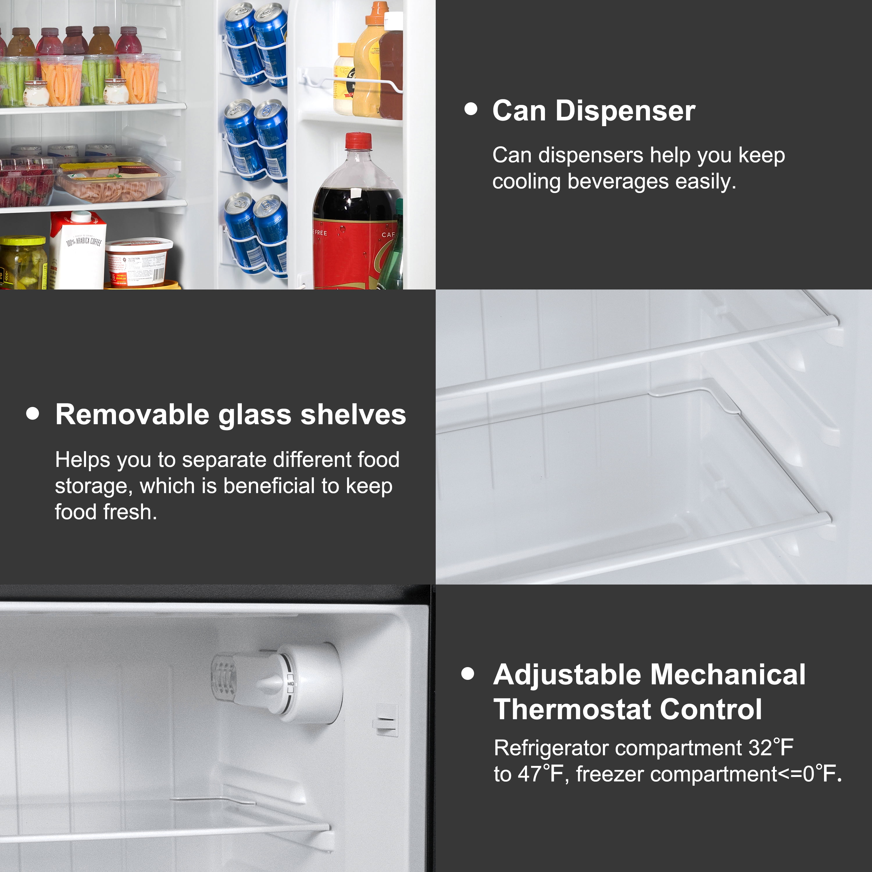 Galanz 4.6. Cu ft Two Door Mini Refrigerator with Freezer, Stainless Steel, New, Width 19.13" - Image 3