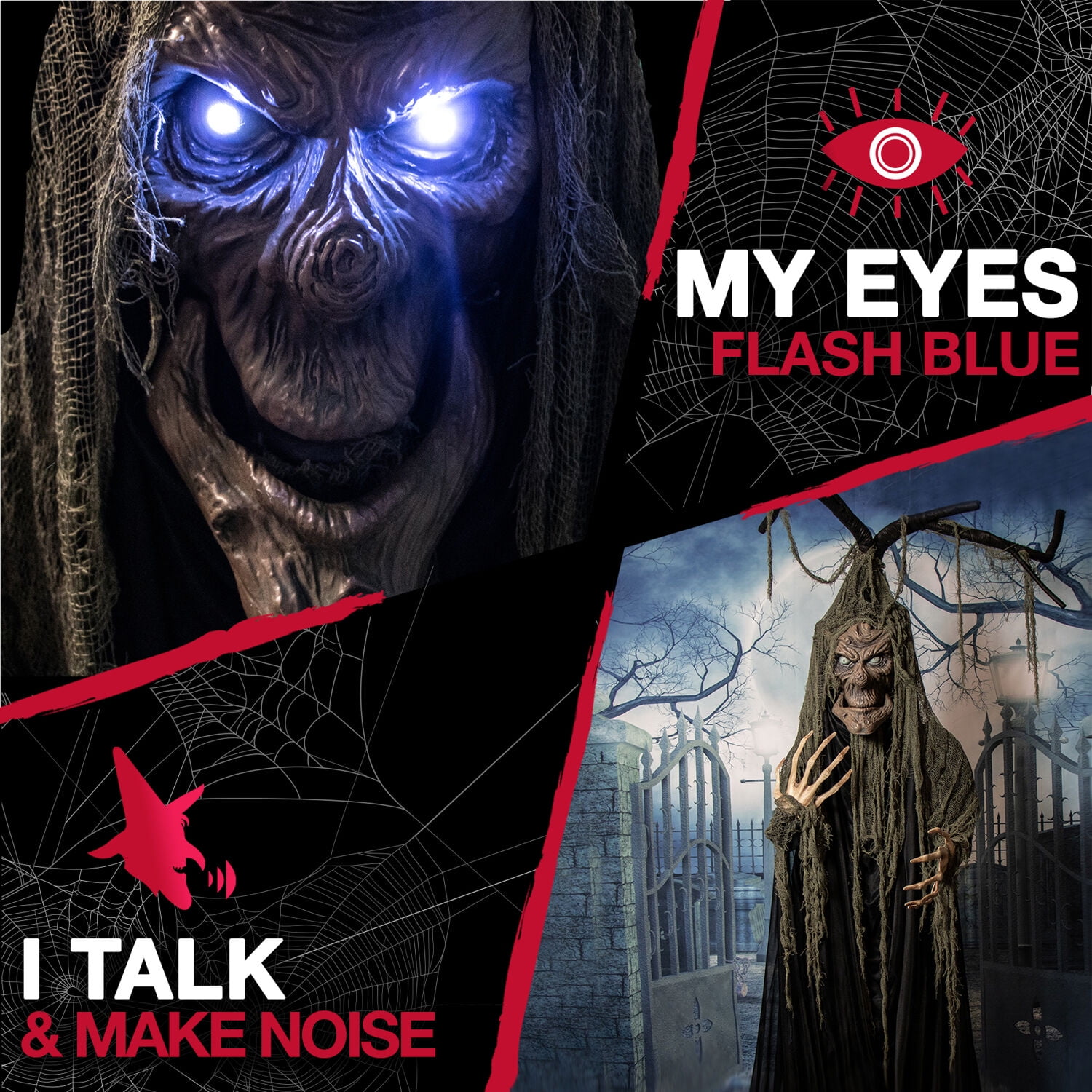 Haunted Hill Farm 6.5 ft Poseable Talking Tree with Moving Mouth, Lights and Sound, Indoor or Covered Outdoor Halloween Decoration, HHTREE-1FLS - Image 8