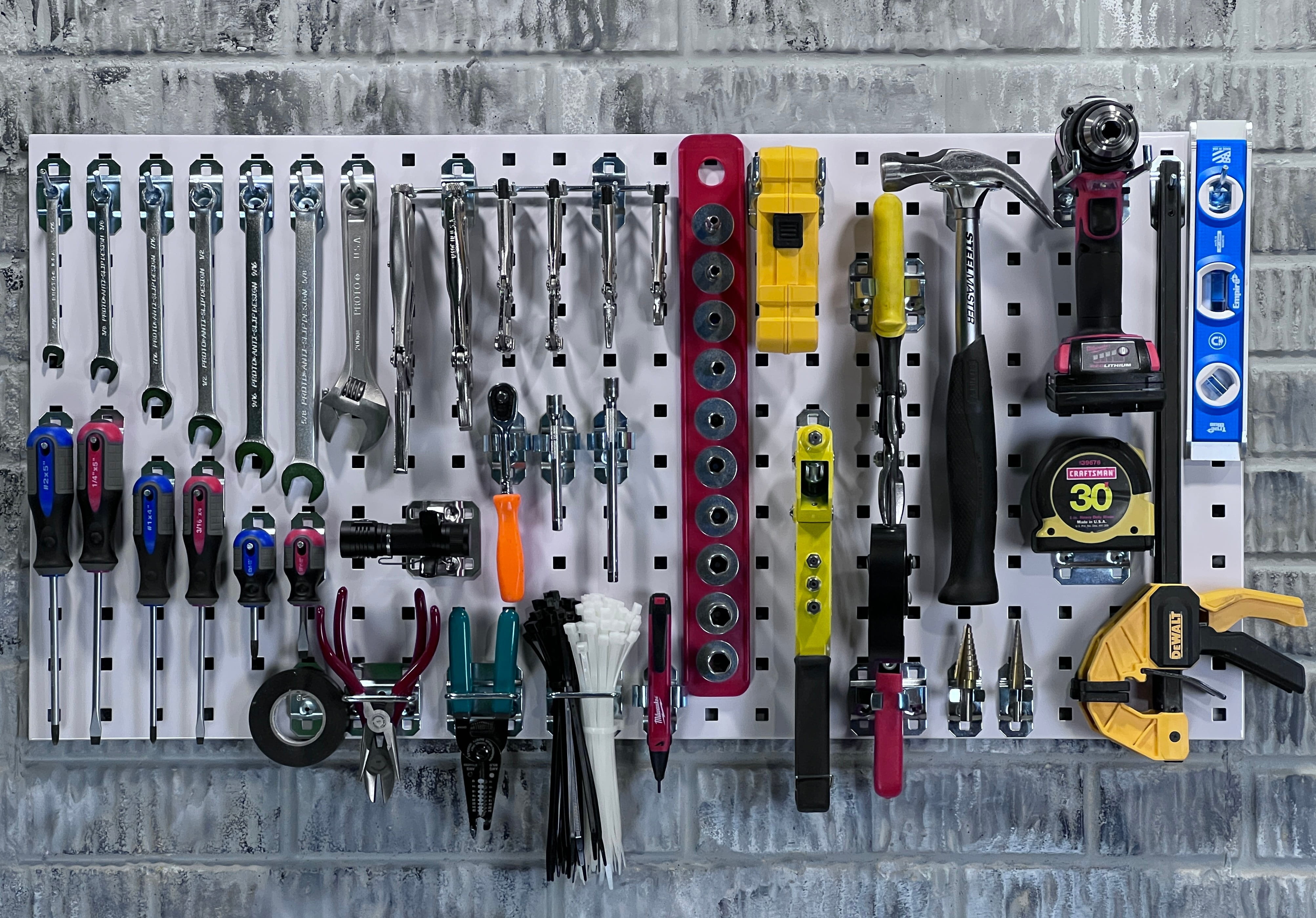 Triton Products® WC18-WH-Kit Wall Square Hole Pegboard and Locking Hook Organizer - Image 5