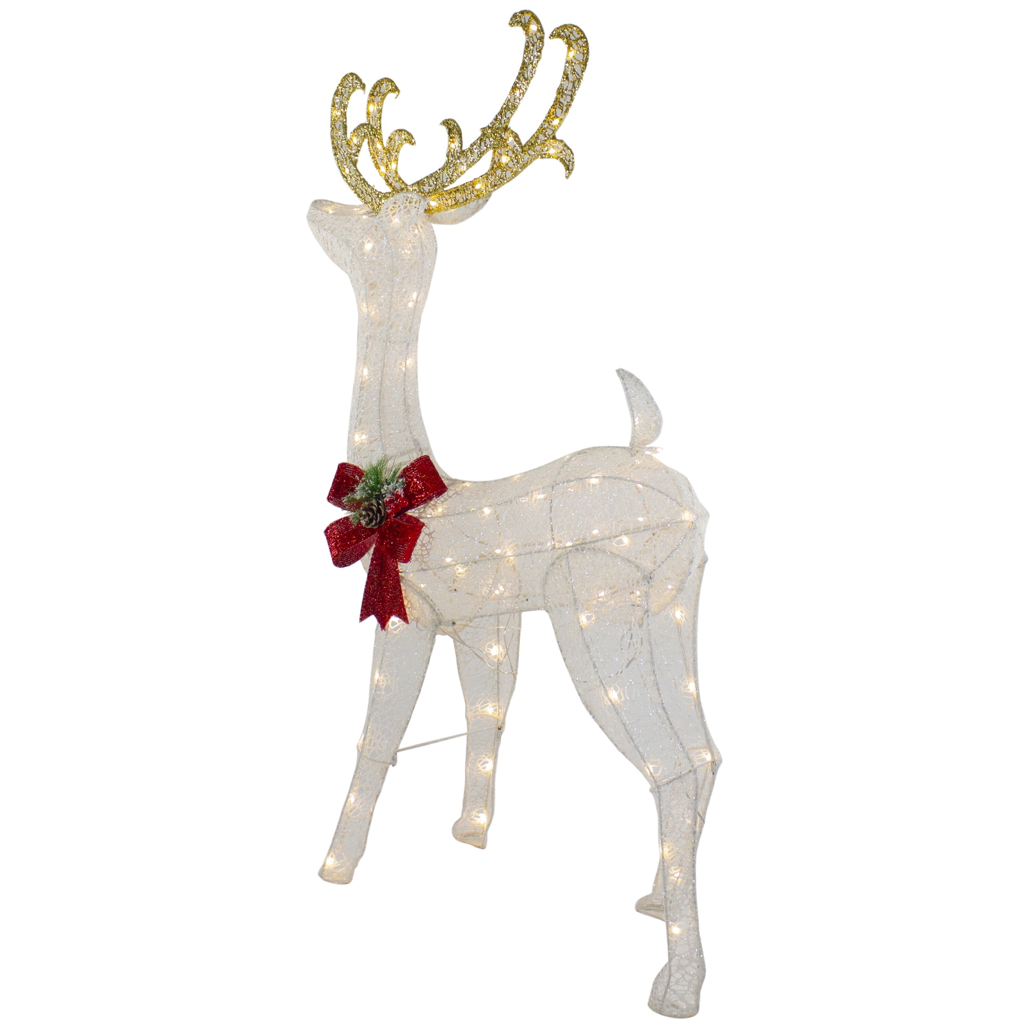Northlight 48" LED Lighted Glitter Reindeer with Sleigh Outdoor Christmas Decoration - Image 7