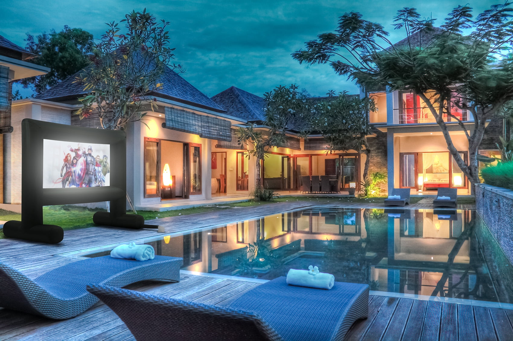 XtremepowerUS 16' Inflatable Projector Screen Outdoor Movie Screen with Air Blower, Storage Bag - Image 8