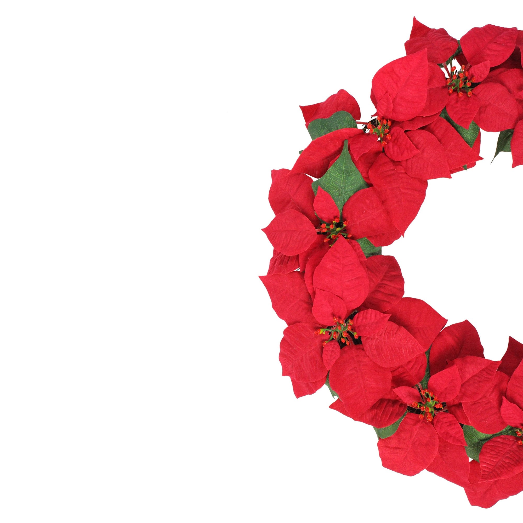 Northlight 24" Red Artificial Poinsettia Flower Christmas Wreath - Unlit - Image 3