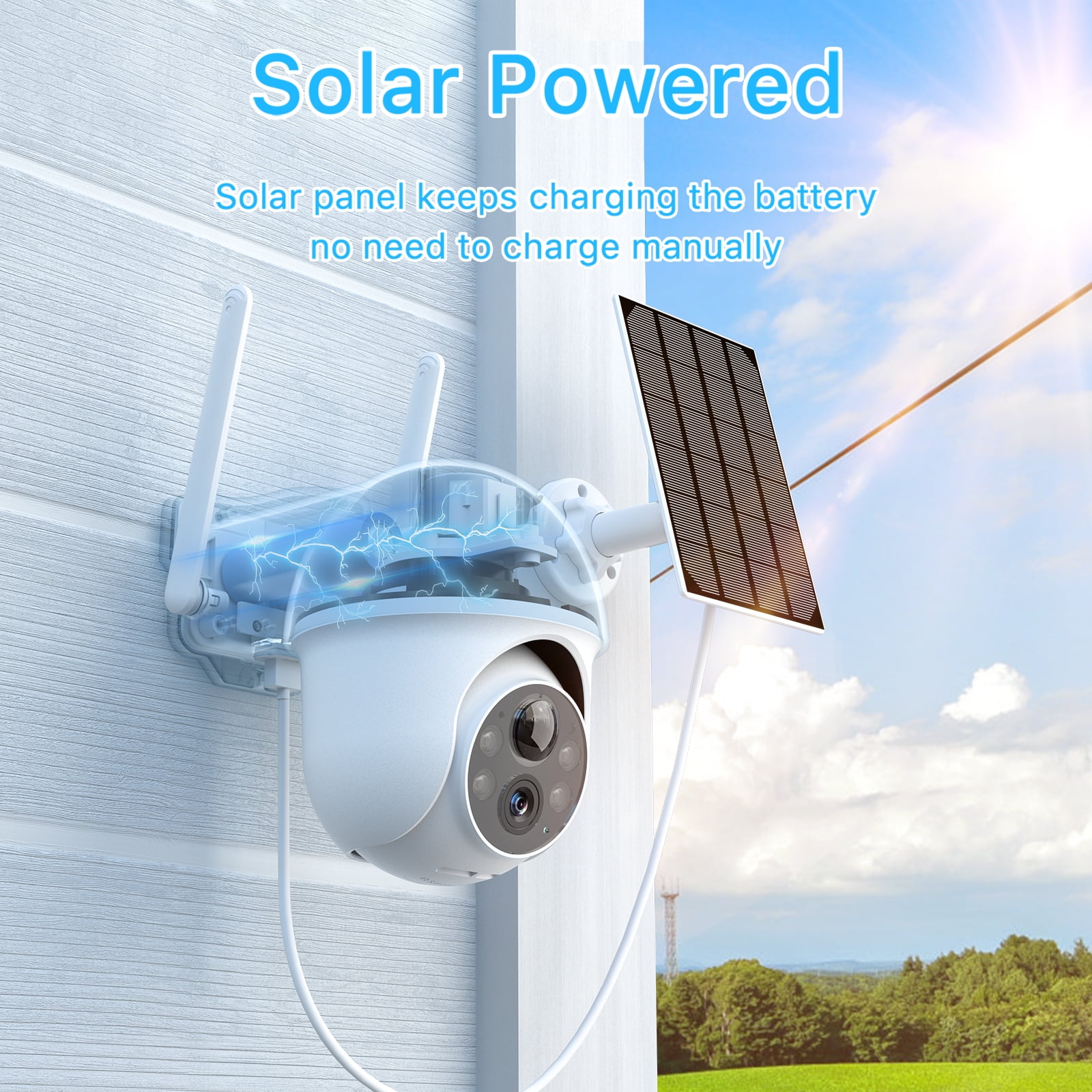 ANRAN Solar Security Camera Outdoor, 5MP Security Camera Wireless Outdoor, Battery Powered Cam 2.4G WiFi 360° View Pan Tilt, with Alexa, Night Vision, PIR Human Detection, 2 Way Talk, IP66, SD/Cloud - Image 5