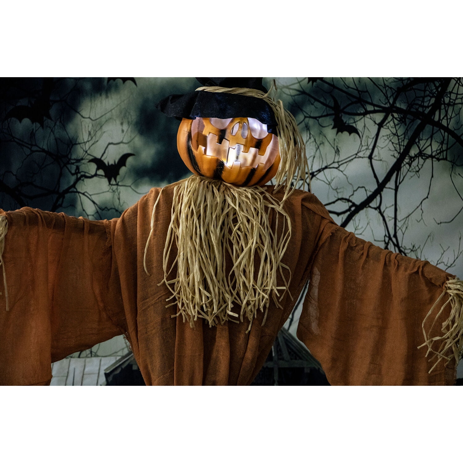 Haunted Hill Farm 6 ft Animatronic Pumpkin Scarecrow Indoor/Covered Outdoor Halloween Decoration, HHPUM-1FLSA - Image 8