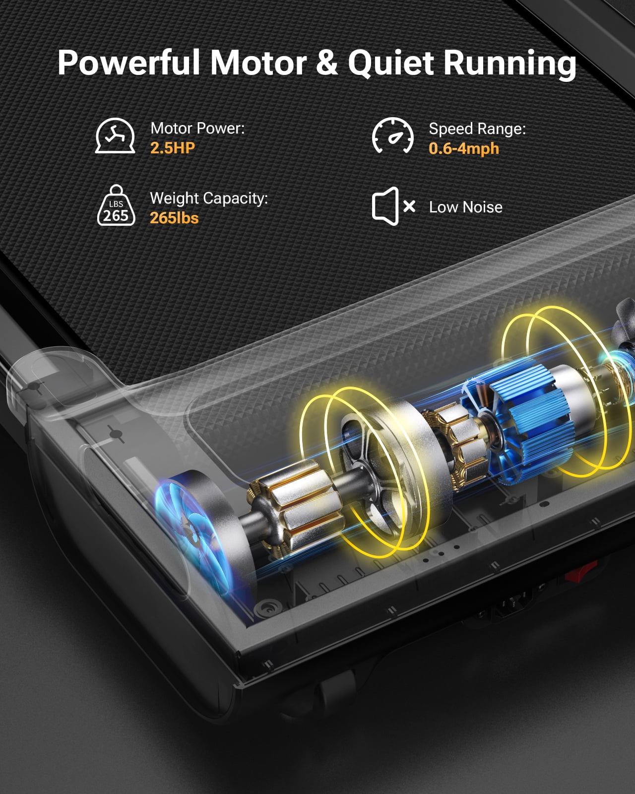 UREVO Walking pad, Under Desk Treadmill for Home Office, Portable Desk Treadmill with Double Shock Absorption Remote Control LED Display, 265 Lb Capacity - Image 5