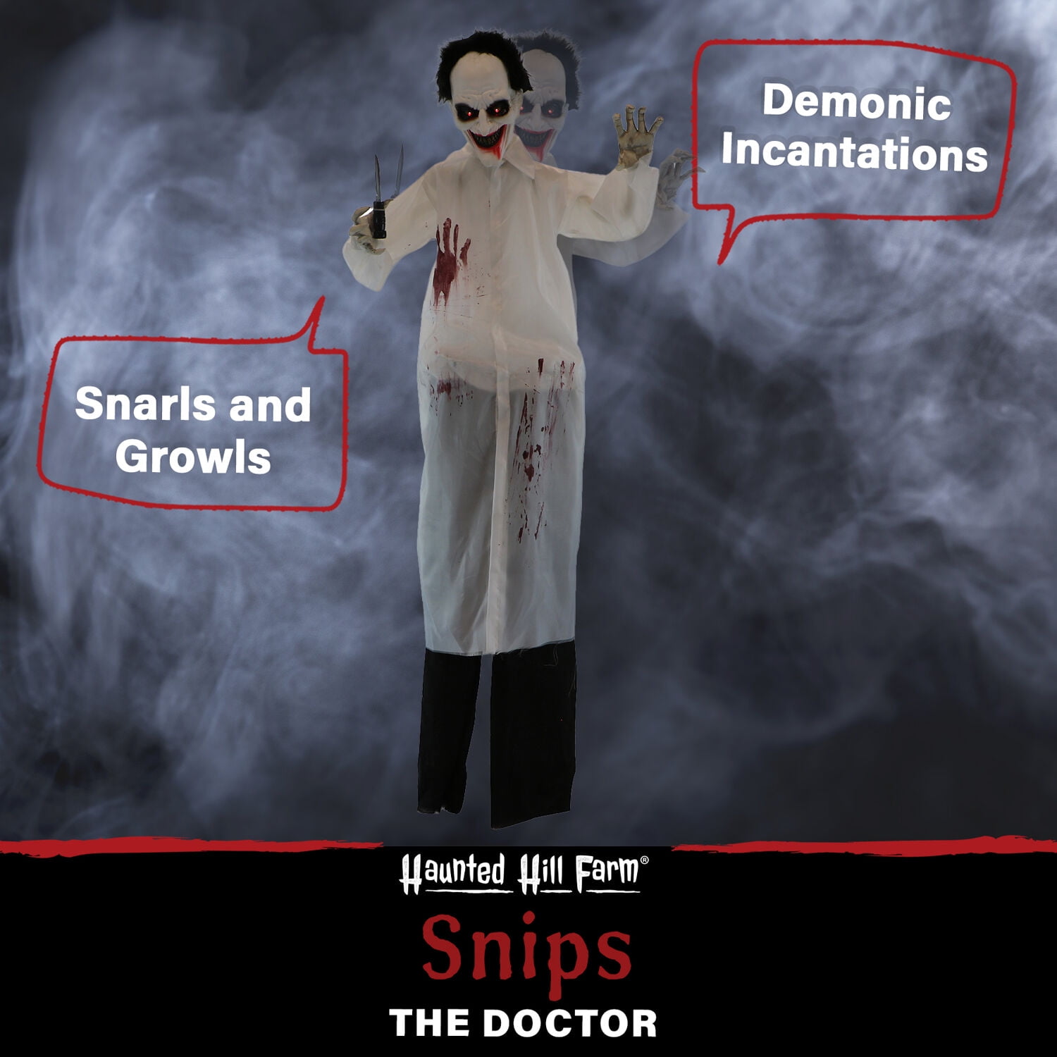 Haunted Hill Farm 5.75 ft Animatronic Halloween Doctor, Indoor/Covered Outdoor Halloween Decoration, HHDOC-3FLSA - Image 11