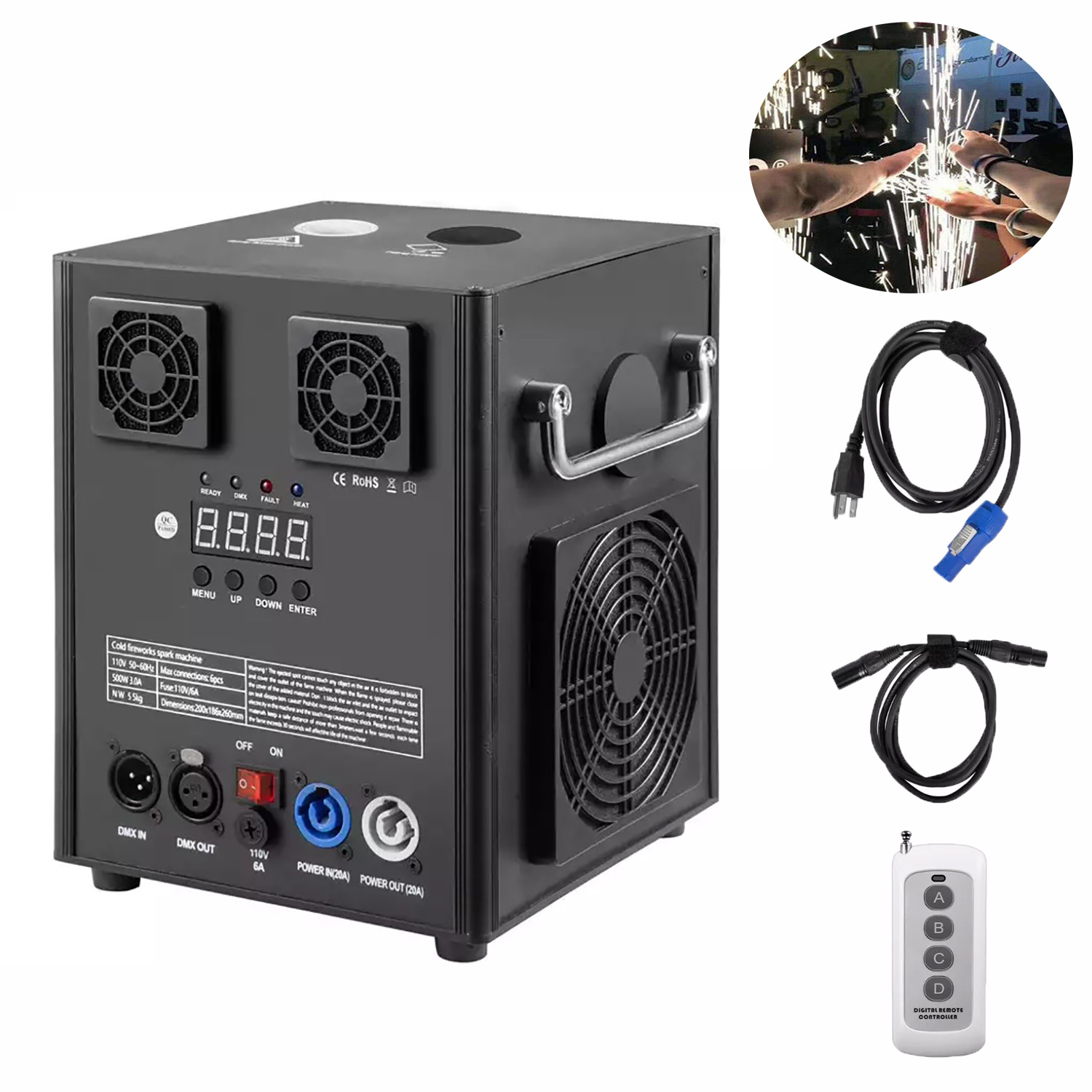 Otufan 700W Cold Spark Machine Sparklers Machine for Wedding DMX Firework Machine Smart Stage Special Effect Machine for Wedding Party DJ Disco, Black - Image 9