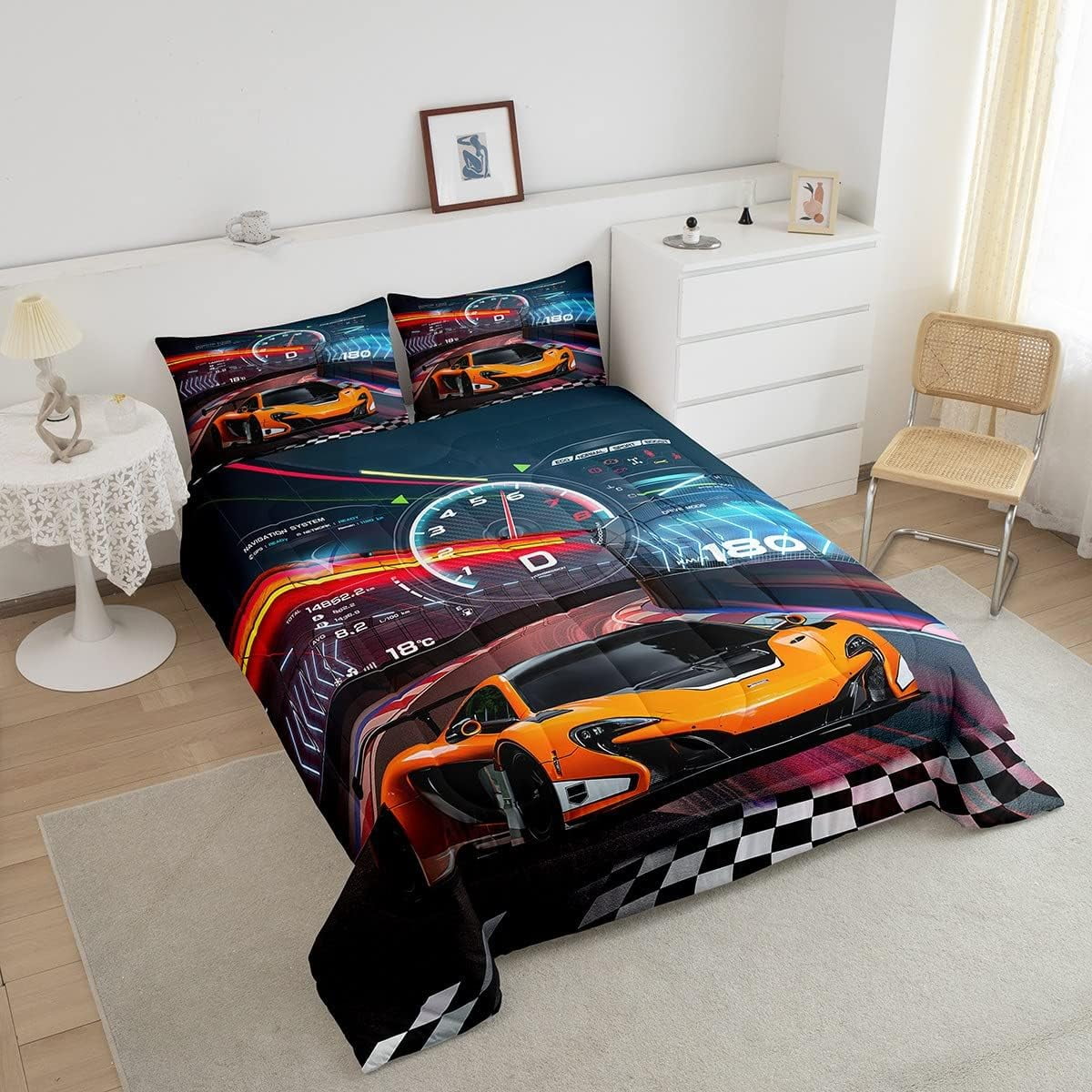YST Race Car Bedding Set Boys Extreme Sports Comforter Set for Kids Boys Cool Car Comforter Car Sports Quilt Set 1 Comforter Set with 1 Pillowcase Twin Size - Image 4
