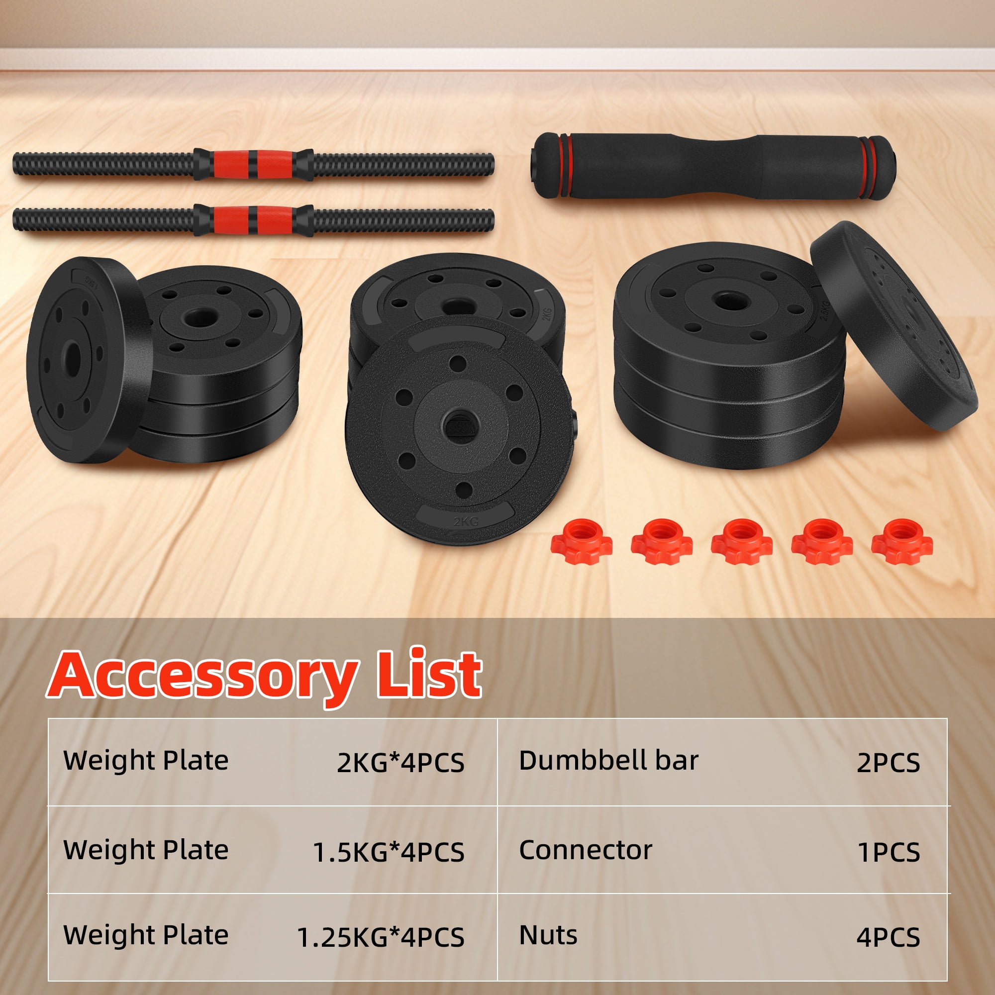 ARVAKOR 66 LBS Adjustable Dumbbell Set, Free Weights Dumbbells Set for Workout, Black - Image 6