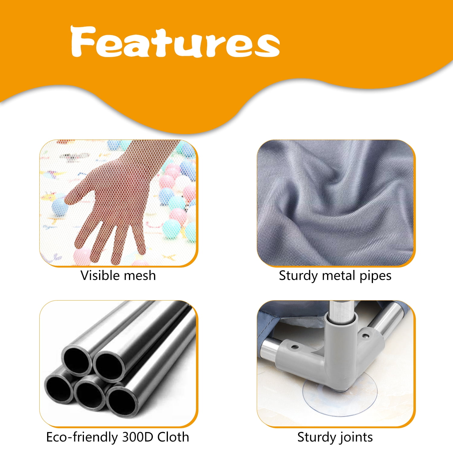 OUKNAK Baby Playpen with Folding Mat, Large Play Yard 71" X 59" X 26.5" for Babies and Toddlers with Zipper Gate Anti-Slip Suckers for Indoor&Outdoor - Image 5