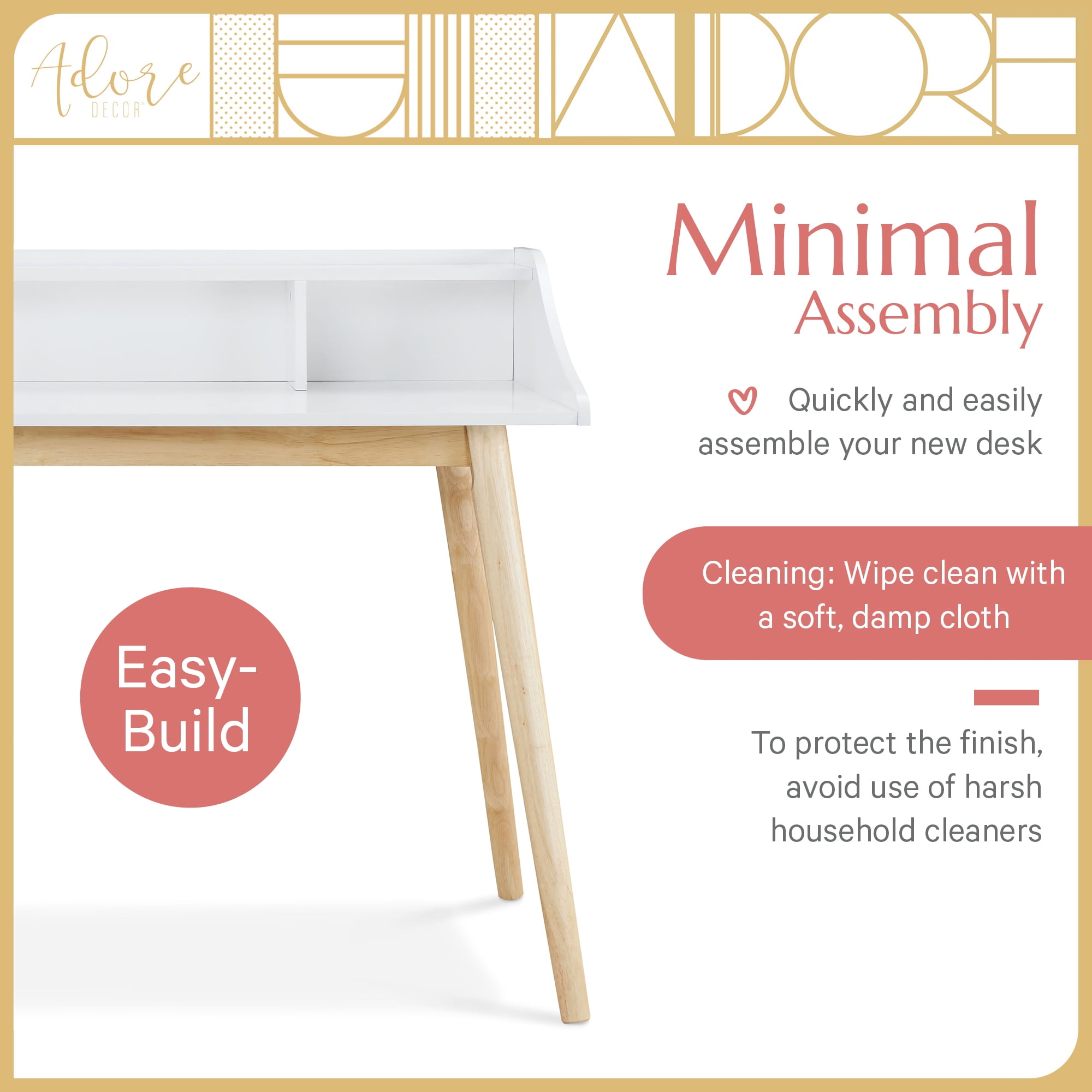 Adore Decor Alton Desk White - Image 5