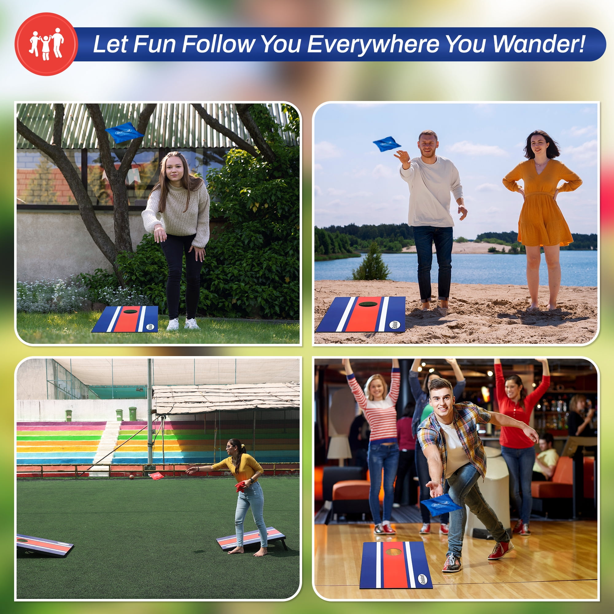 Ergode Bolaball MDF Board Bean Bag Toss Cornhole Game Set 317549 - Image 4